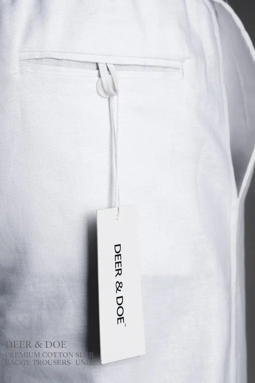 PREMIUM COTTON SLUB BAGGY TROUSERS- UNISEX - DEER & DOE