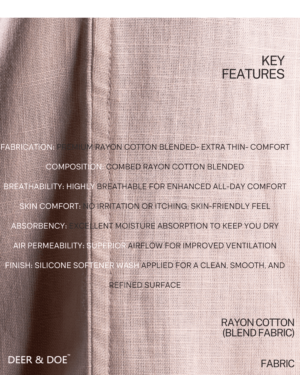 PREMIUM RAYON COTTON BLENDED BAGGY TROUSERS- UNISEX- (LIGHT BEIGE) - DEER & DOE