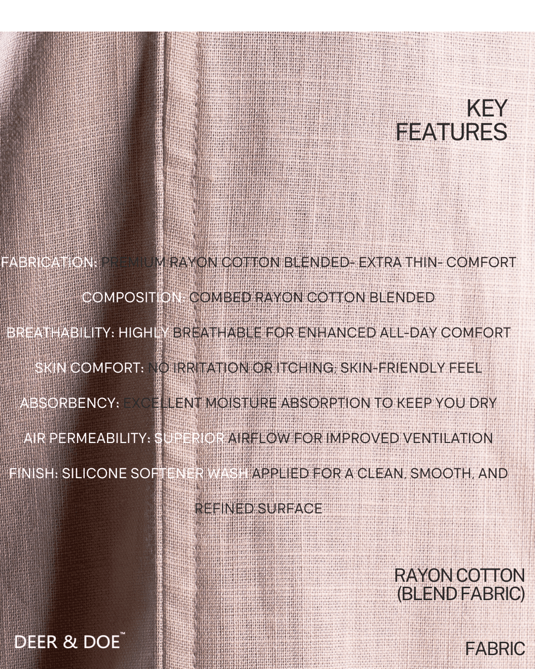 PREMIUM RAYON COTTON BLENDED BAGGY TROUSERS- UNISEX- (LIGHT BEIGE) - DEER & DOE