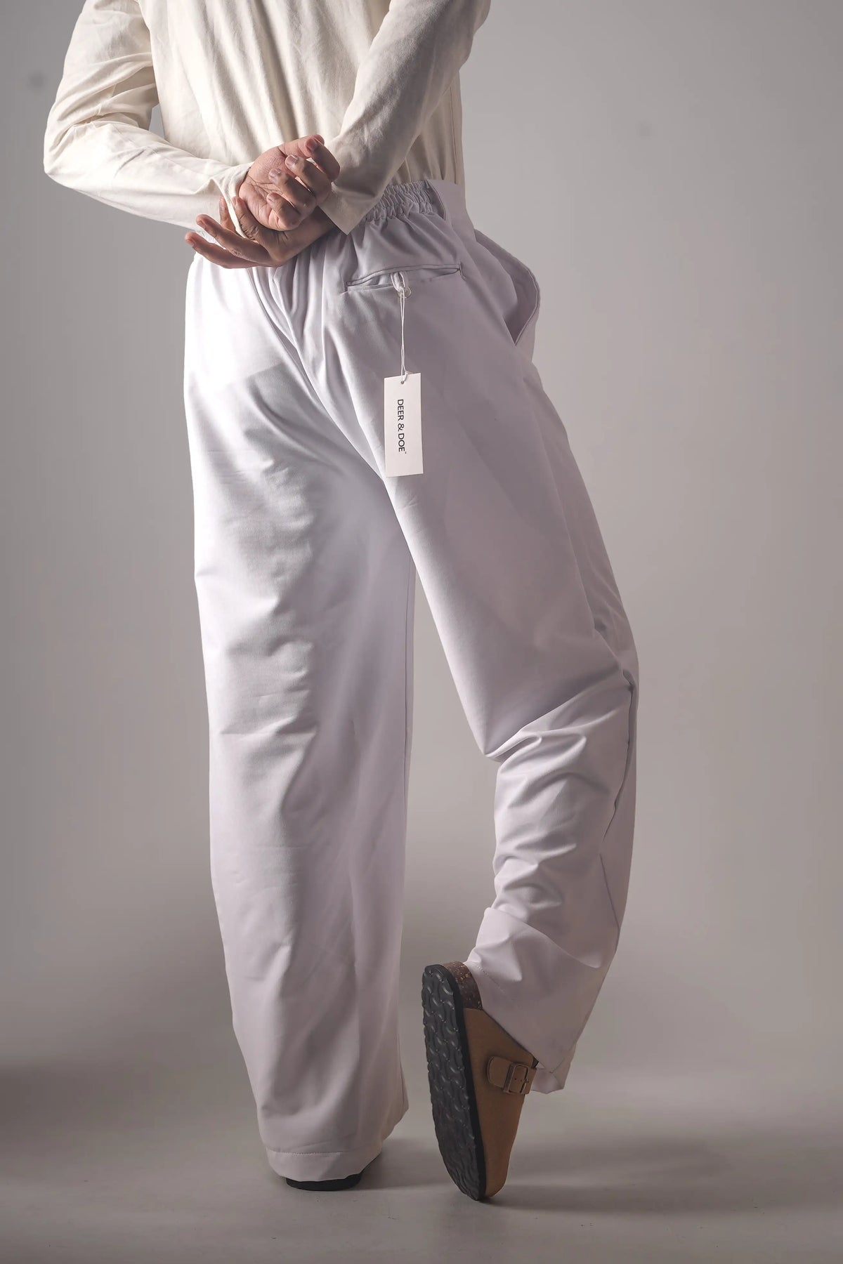 UNISEX CORTEZ TAILORED BAGGY PANTS- WHITE (WINTER EDITION)