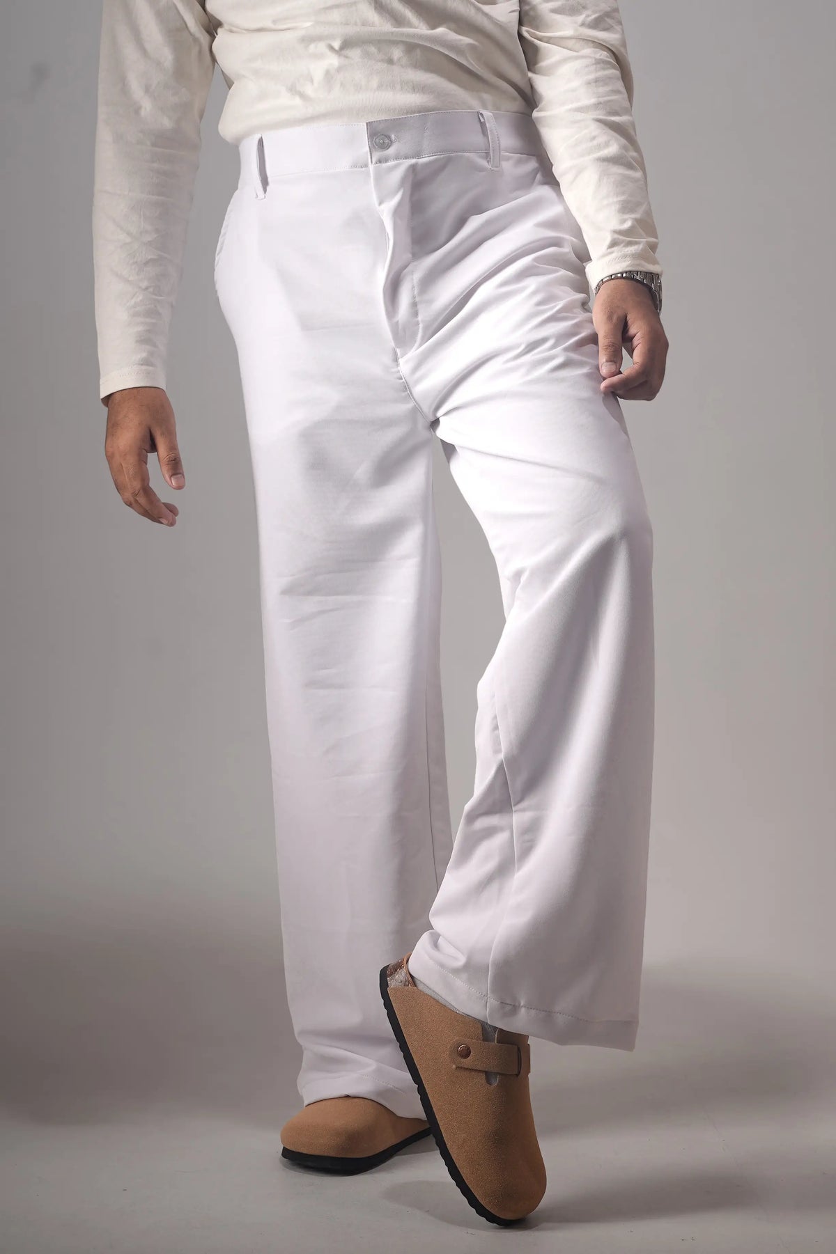 UNISEX CORTEZ TAILORED BAGGY PANTS- WHITE (WINTER EDITION)