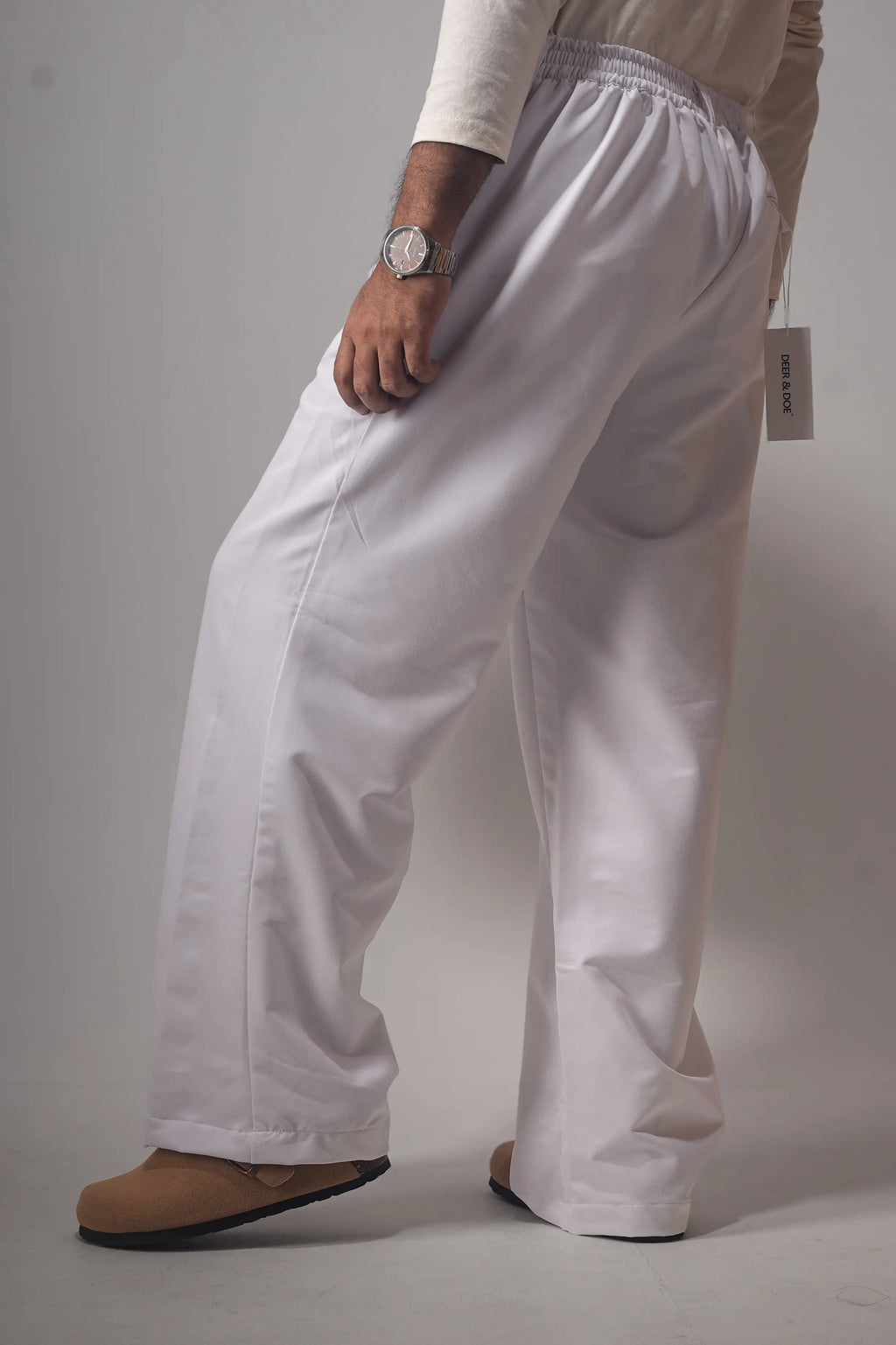UNISEX CORTEZ TAILORED BAGGY PANTS- WHITE (WINTER EDITION)