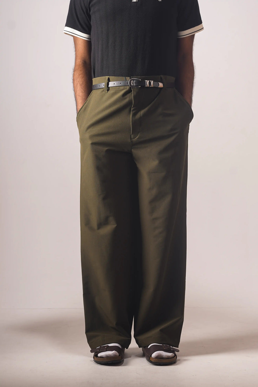 UNISEX CORTEZ TAILORED BAGGY PANTS- OLIVE (WINTER EDITION)