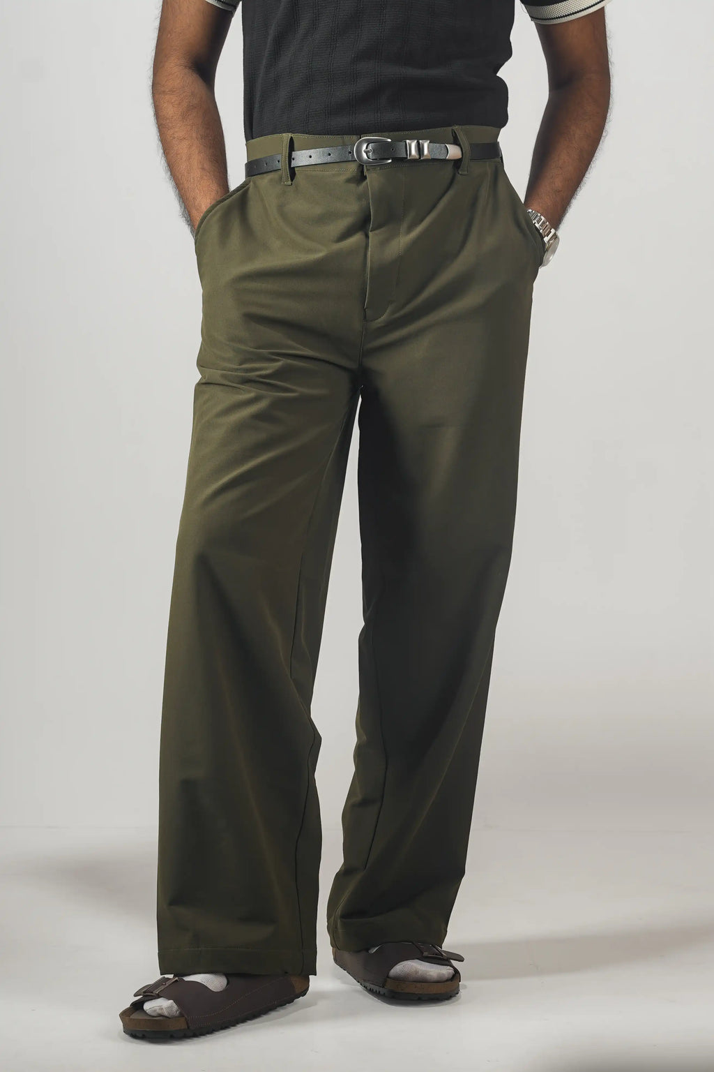 UNISEX CORTEZ TAILORED BAGGY PANTS- OLIVE (WINTER EDITION)