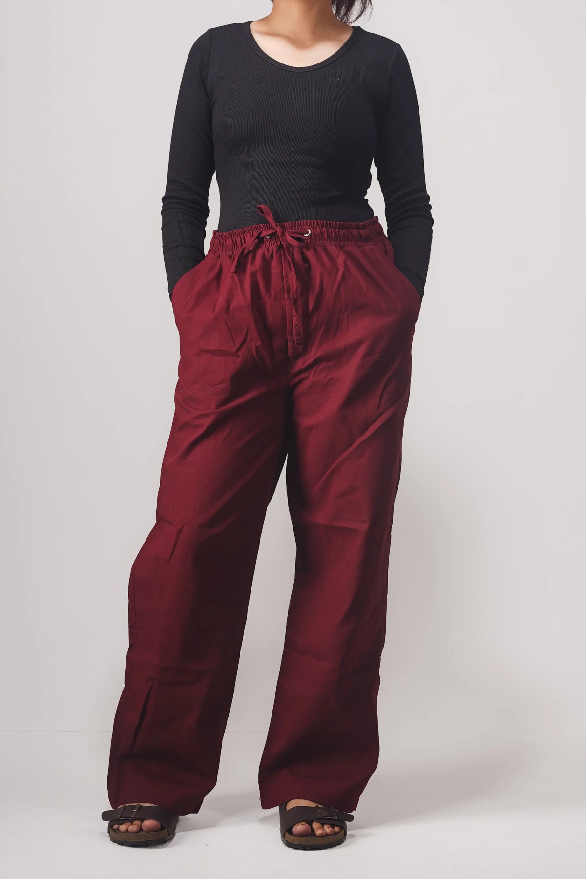 Premium Remi Cotton Baggy trousers (Maroon)