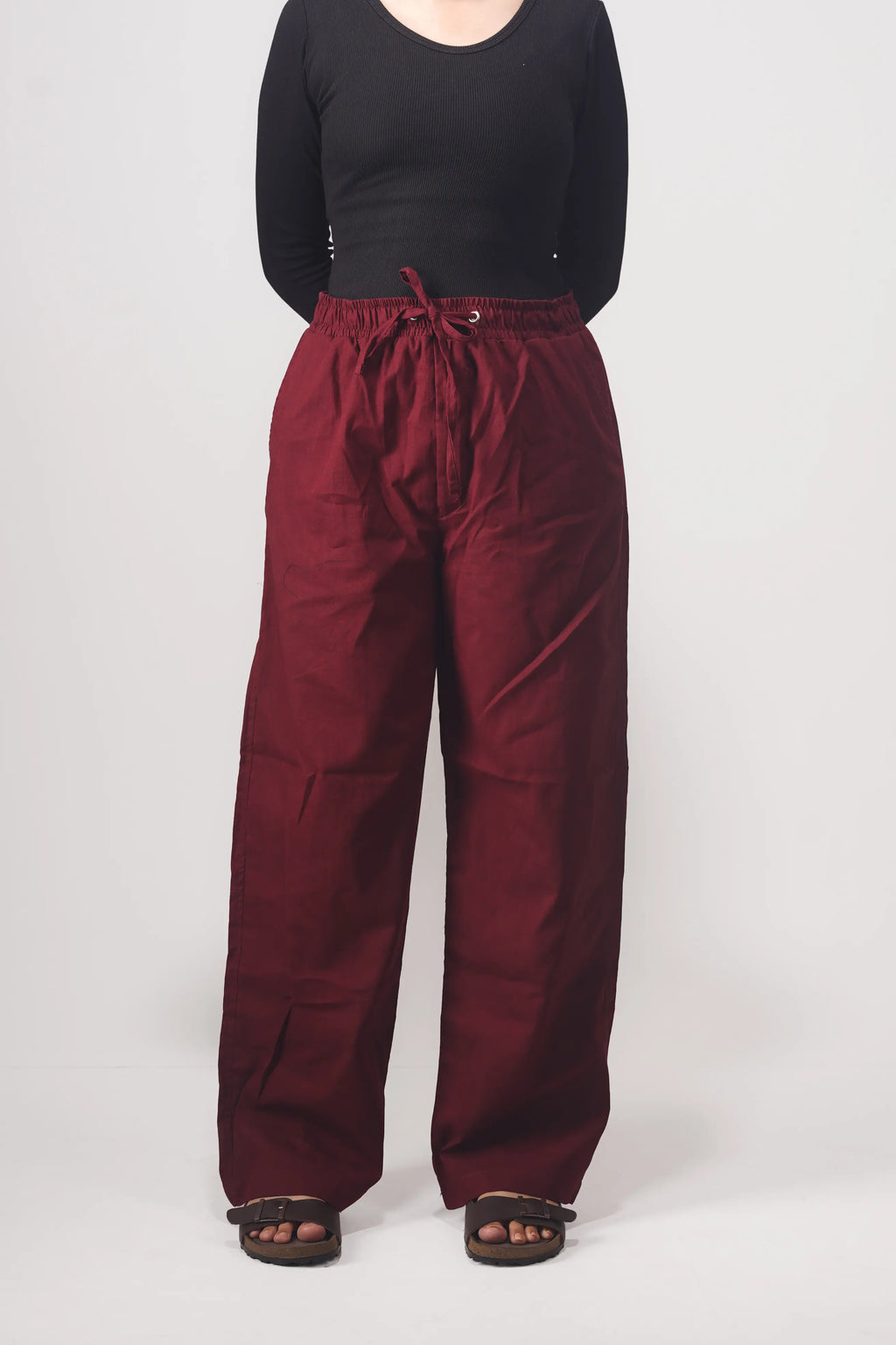 Premium Remi Cotton Baggy trousers (Maroon)