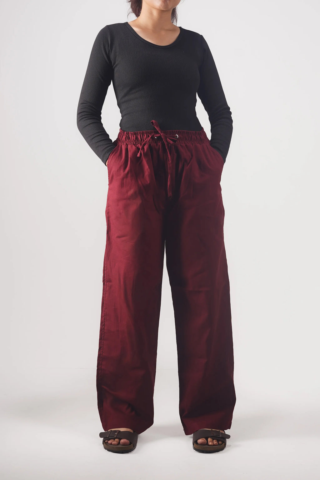 Premium Remi Cotton Baggy trousers (Maroon)