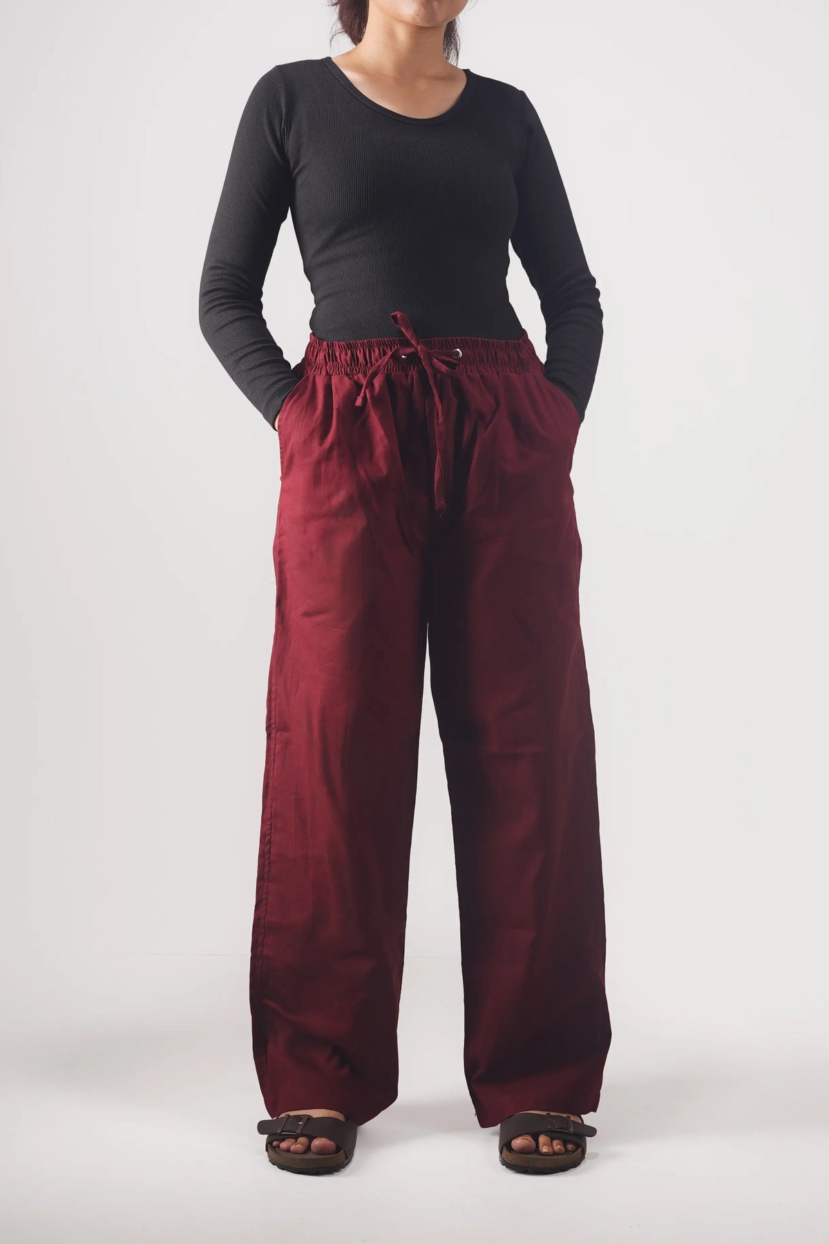 Premium Remi Cotton Baggy trousers (Maroon)