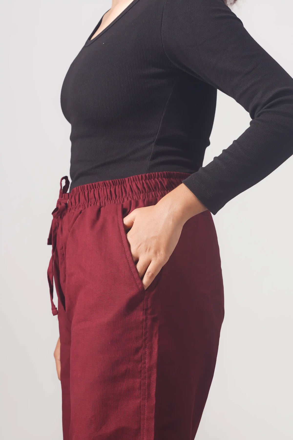 Premium Remi Cotton Baggy trousers (Maroon)