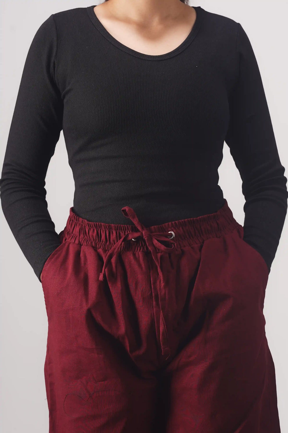 Premium Remi Cotton Baggy trousers (Maroon)