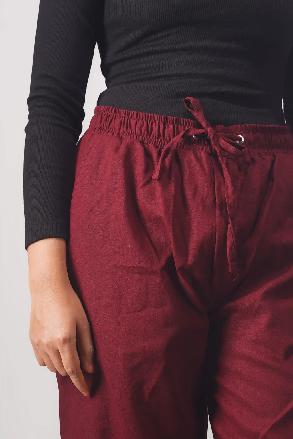 Premium Remi Cotton Baggy trousers (Maroon)