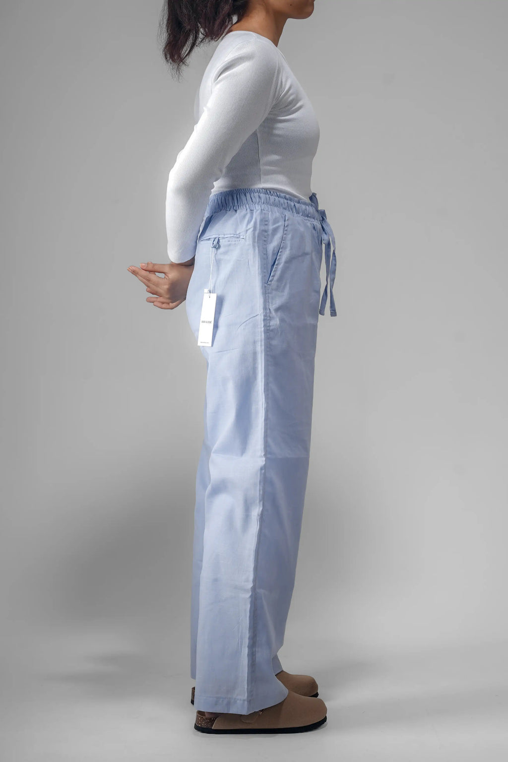 Premium Remi Cotton Baggy Trousers (Sky Blue)