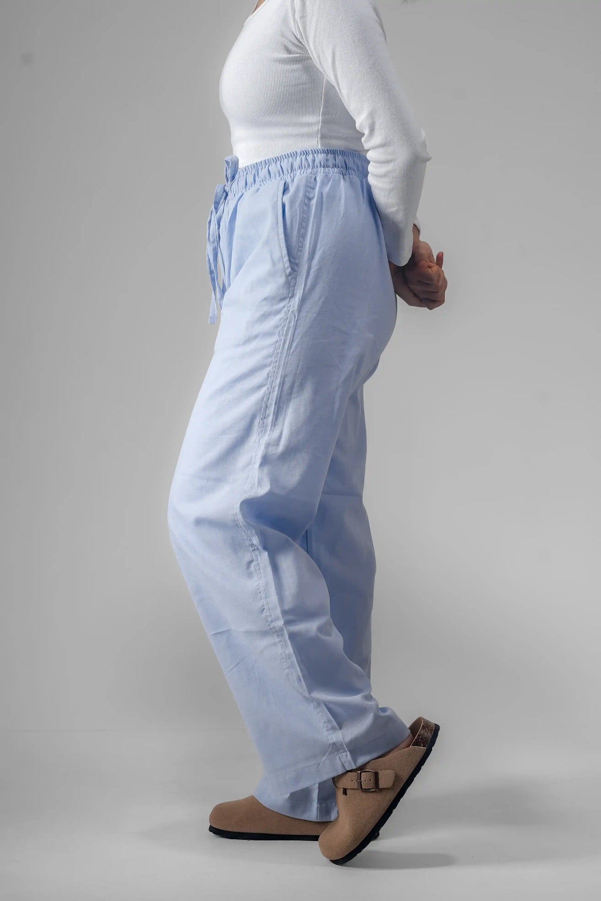 Premium Remi Cotton Baggy Trousers (Sky Blue)