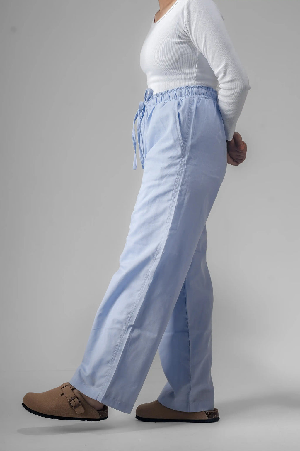 Premium Remi Cotton Baggy Trousers (Sky Blue)