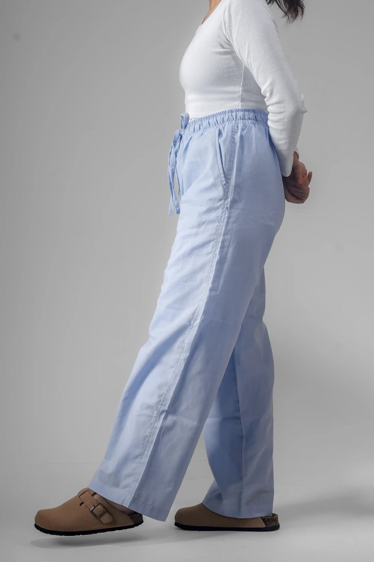 Premium Remi Cotton Baggy Trousers (Sky Blue)