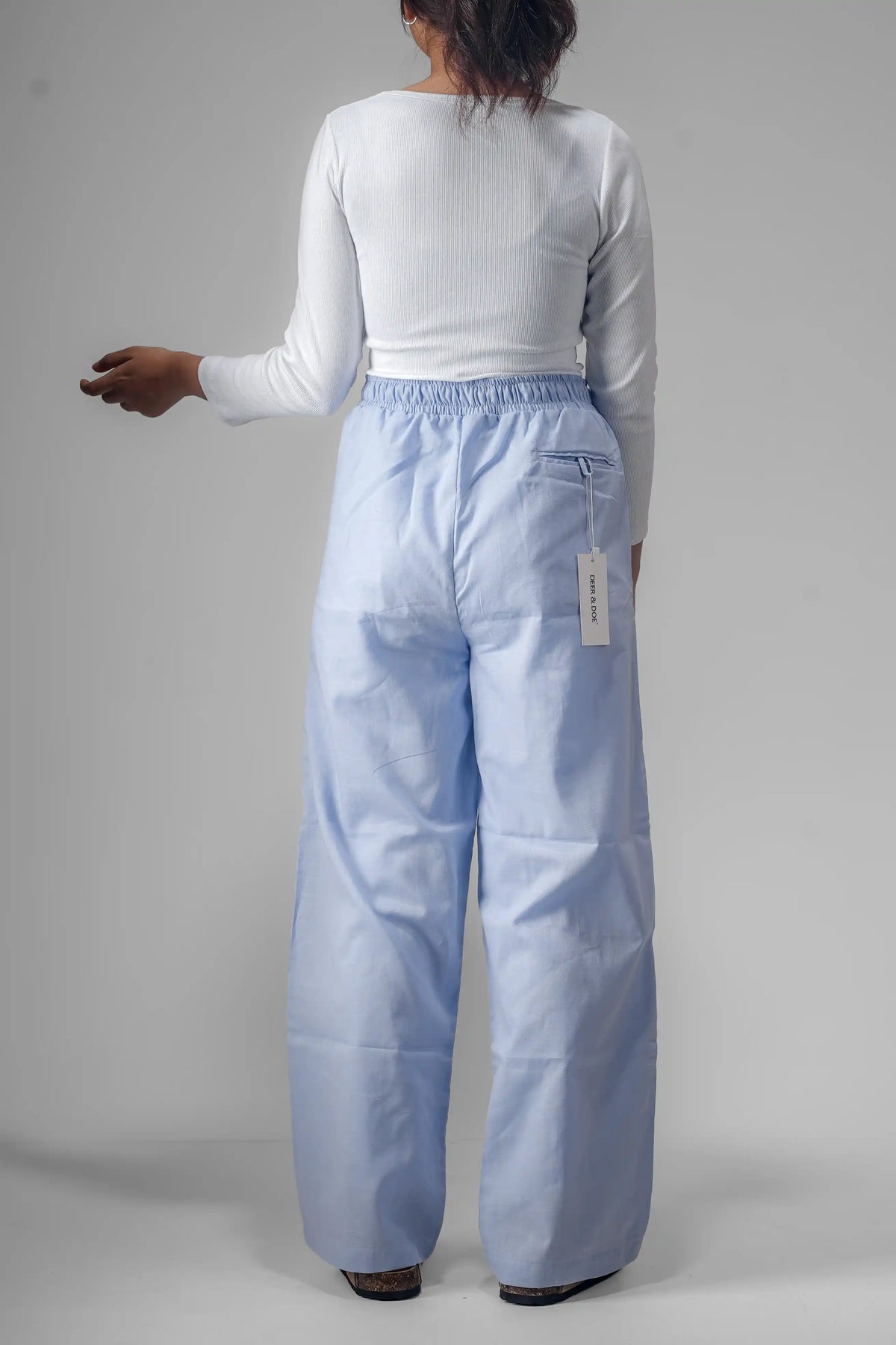 Premium Remi Cotton Baggy Trousers (Sky Blue)