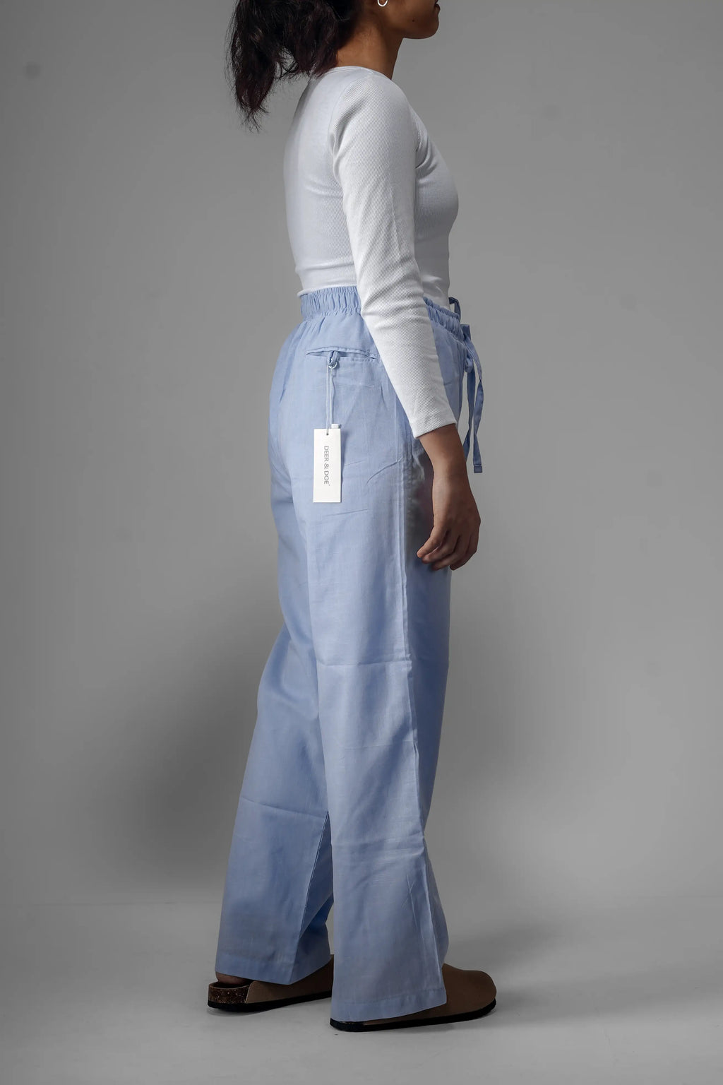 Premium Remi Cotton Baggy Trousers (Sky Blue)