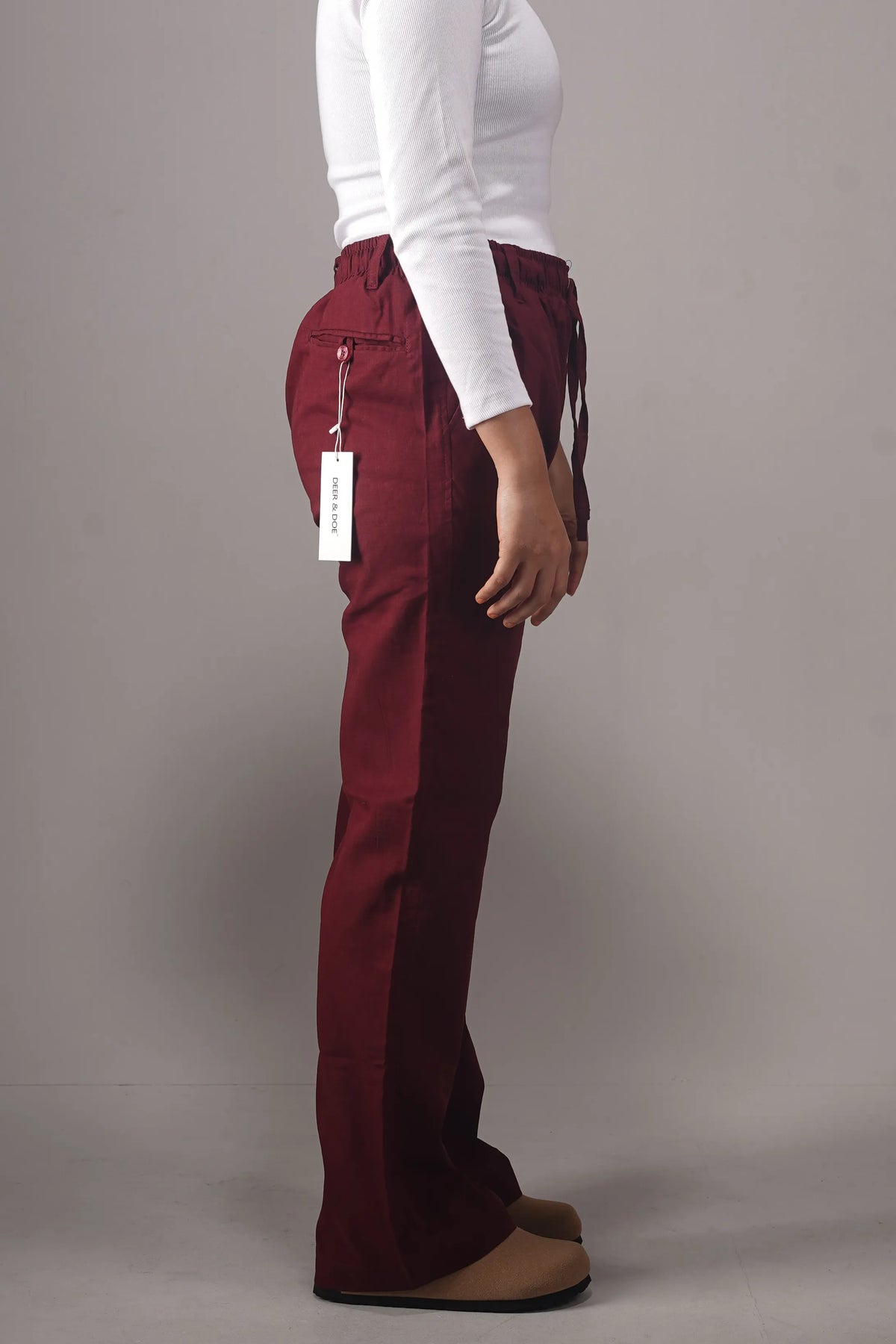 Remi Cotton Flared Trousers- Maroon (Belt Loop)