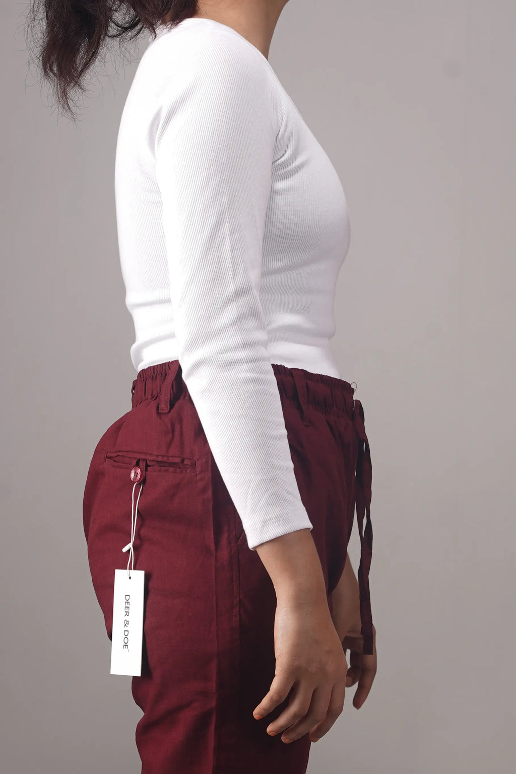 Remi Cotton Flared Trousers- Maroon (Belt Loop)