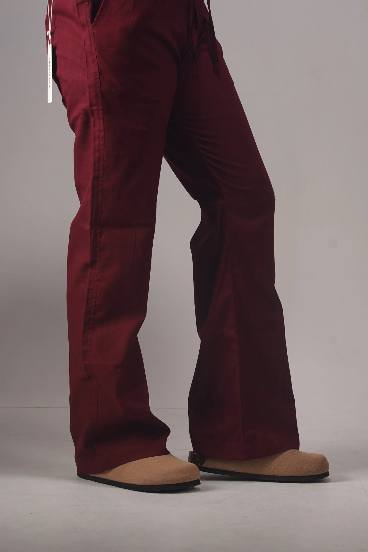 Remi Cotton Flared Trousers- Maroon (Belt Loop)