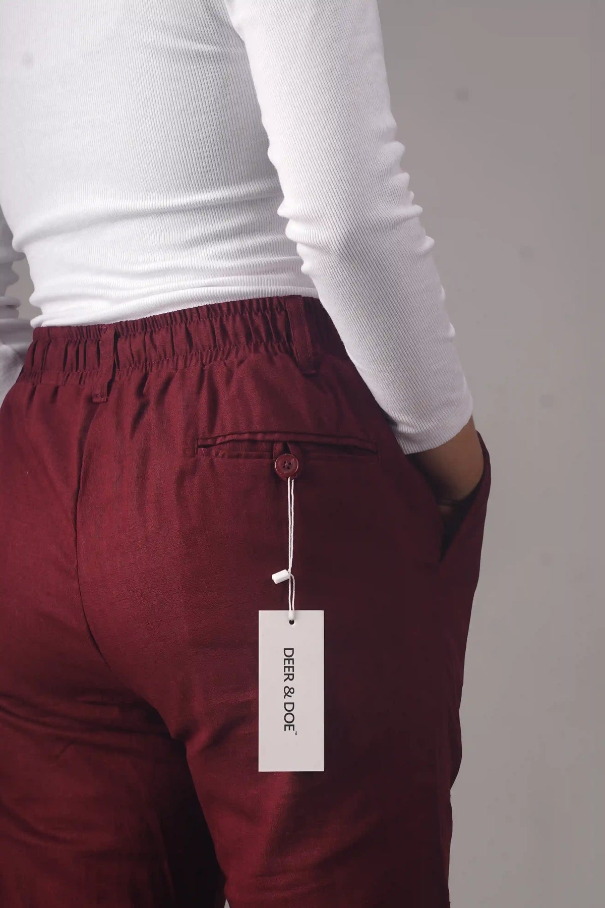 Remi Cotton Flared Trousers- Maroon (Belt Loop)