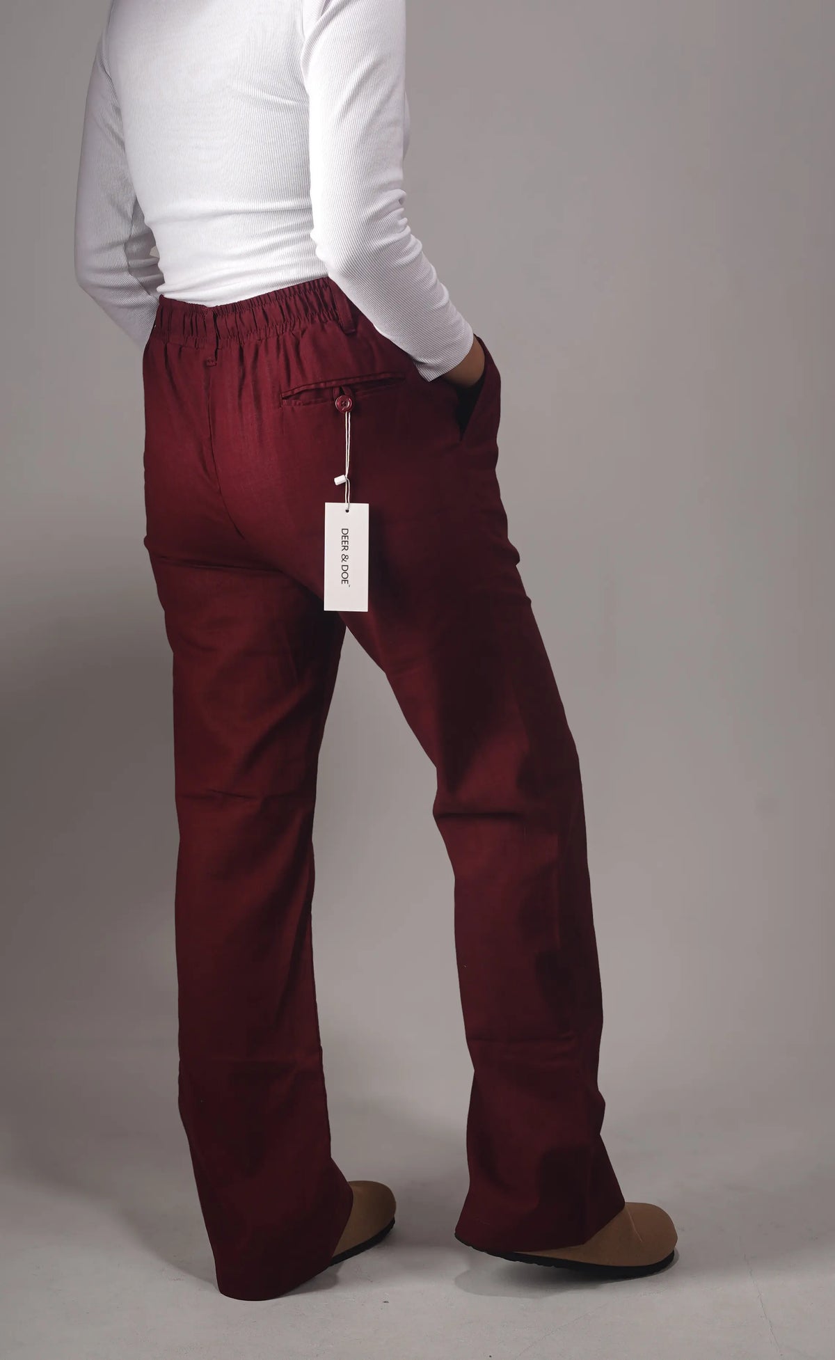 Remi Cotton Flared Trousers- Maroon (Belt Loop)
