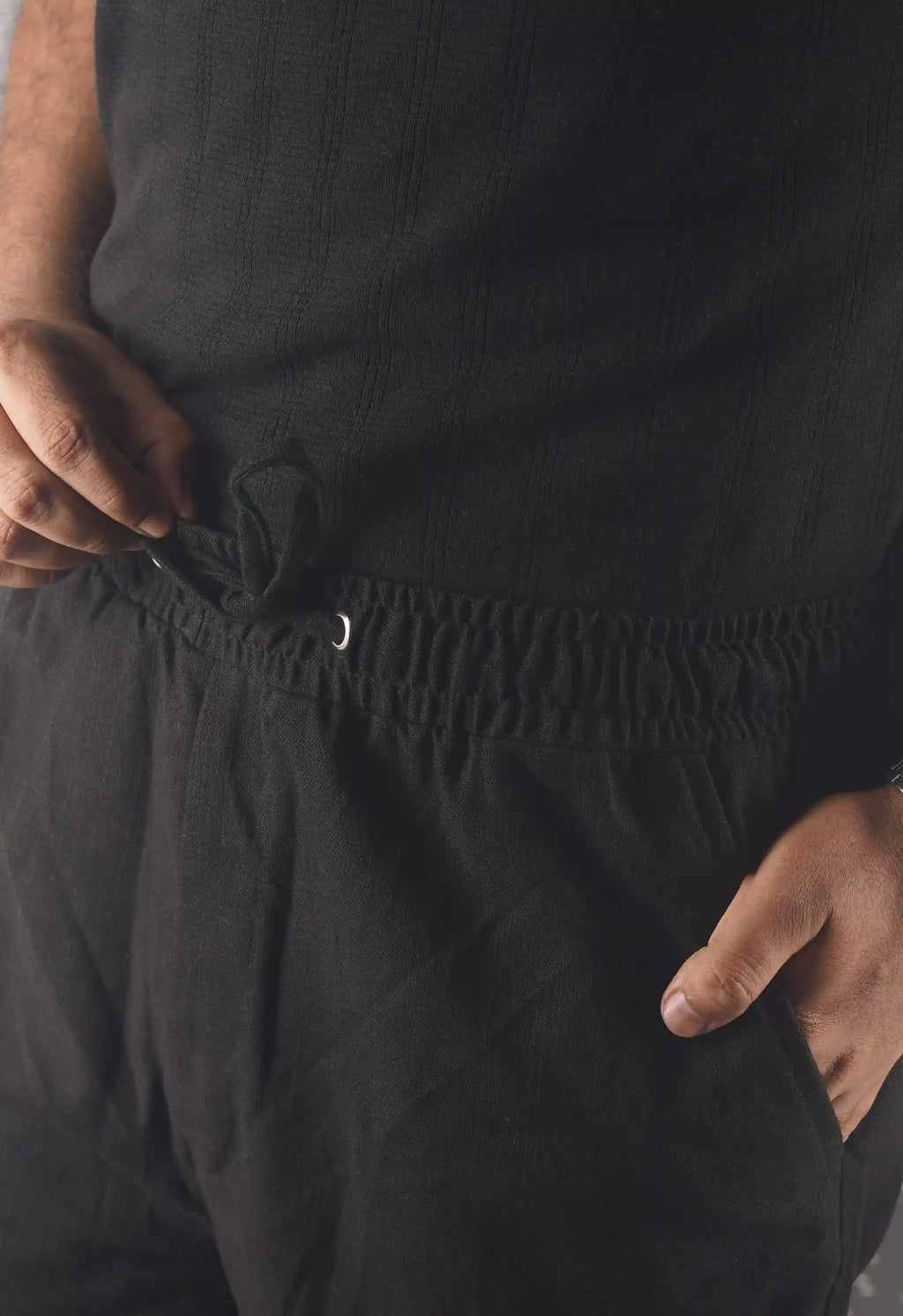 PREMIUM REMI COTTON FLARED TROUSERS- BLACK