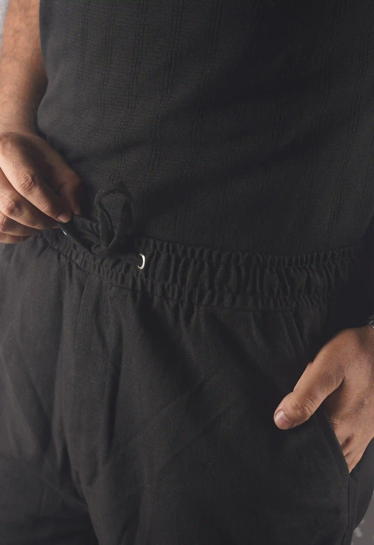 PREMIUM REMI COTTON FLARED TROUSERS- BLACK