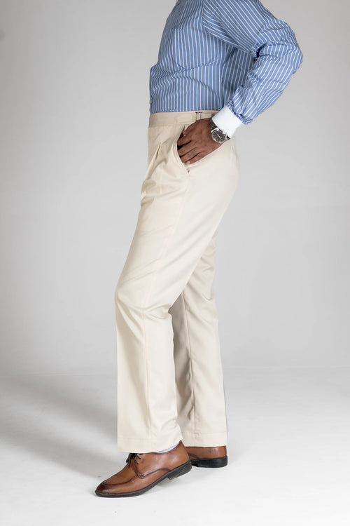 FORMAL PANTS-SIDE ADJUSTER- BOOTCUT- CREAM