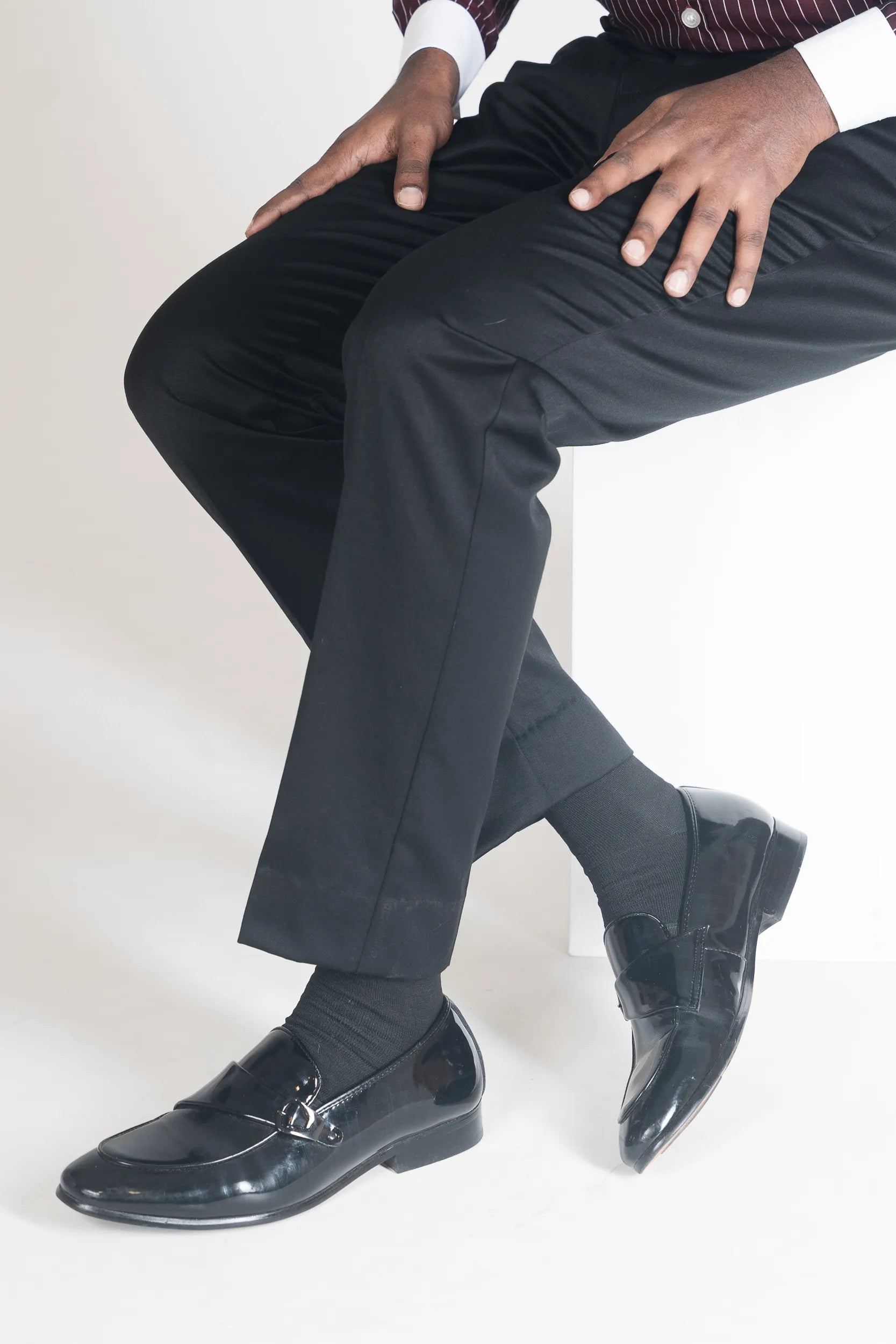FORMAL PANTS - BELT LOOP - STRAIGTH CUT NARROW - BLACK - DEER & DOE