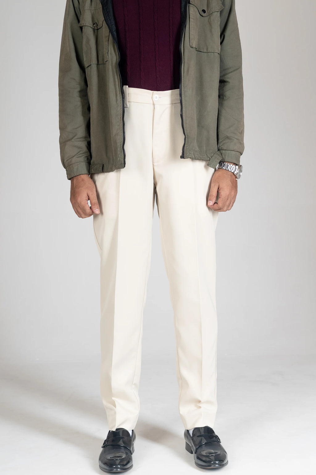 FORMAL PANTS - BELT LOOP - STRAIGTH CUT NARROW - CREAM - DEER & DOE