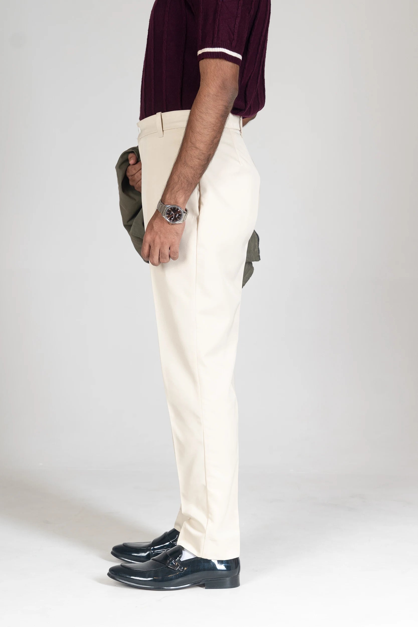 FORMAL PANTS - BELT LOOP - STRAIGTH CUT NARROW - CREAM - DEER & DOE