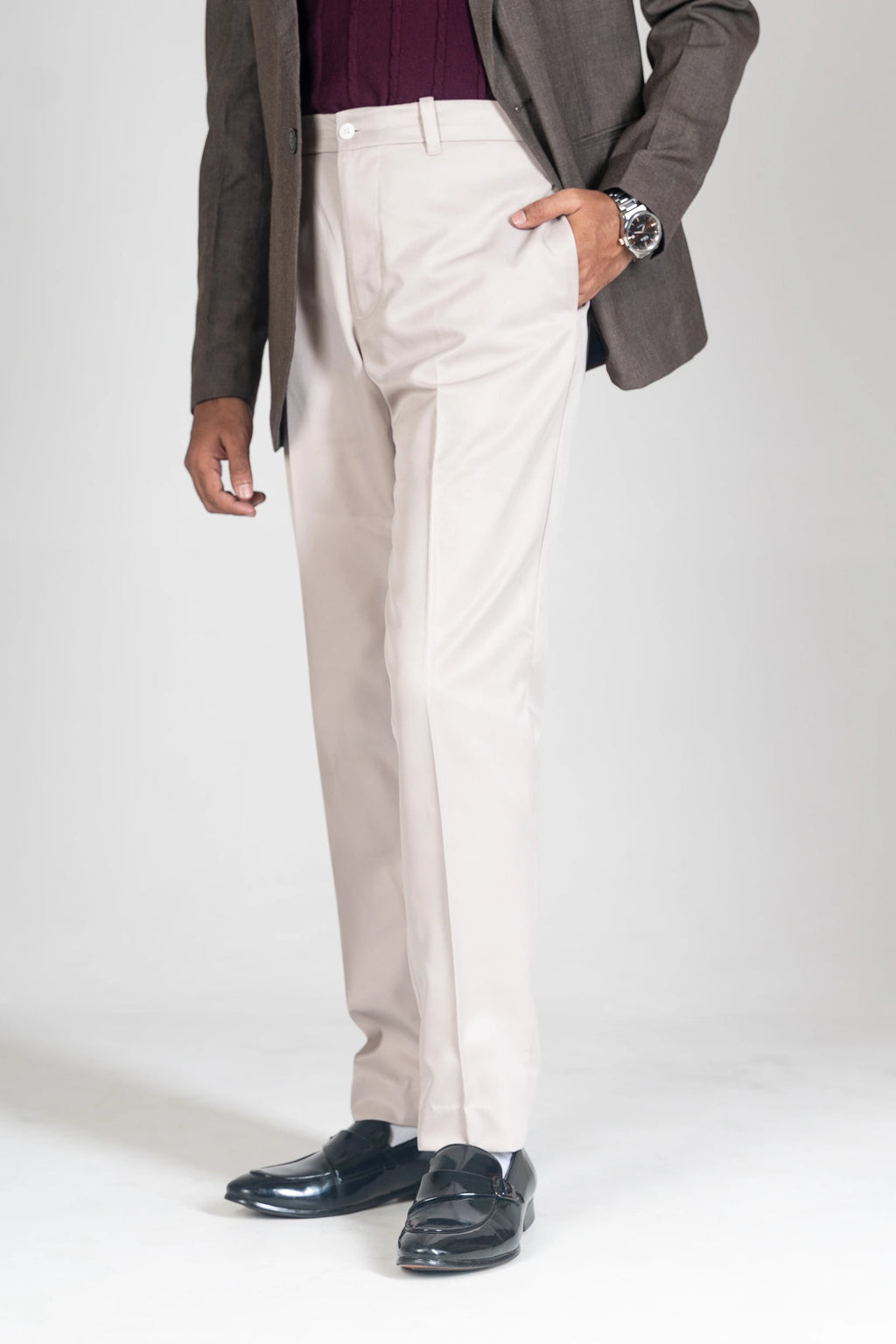 FORMAL PANTS - BELT LOOP - STRAIGTH CUT NARROW - LIGTH SILVER - DEER & DOE
