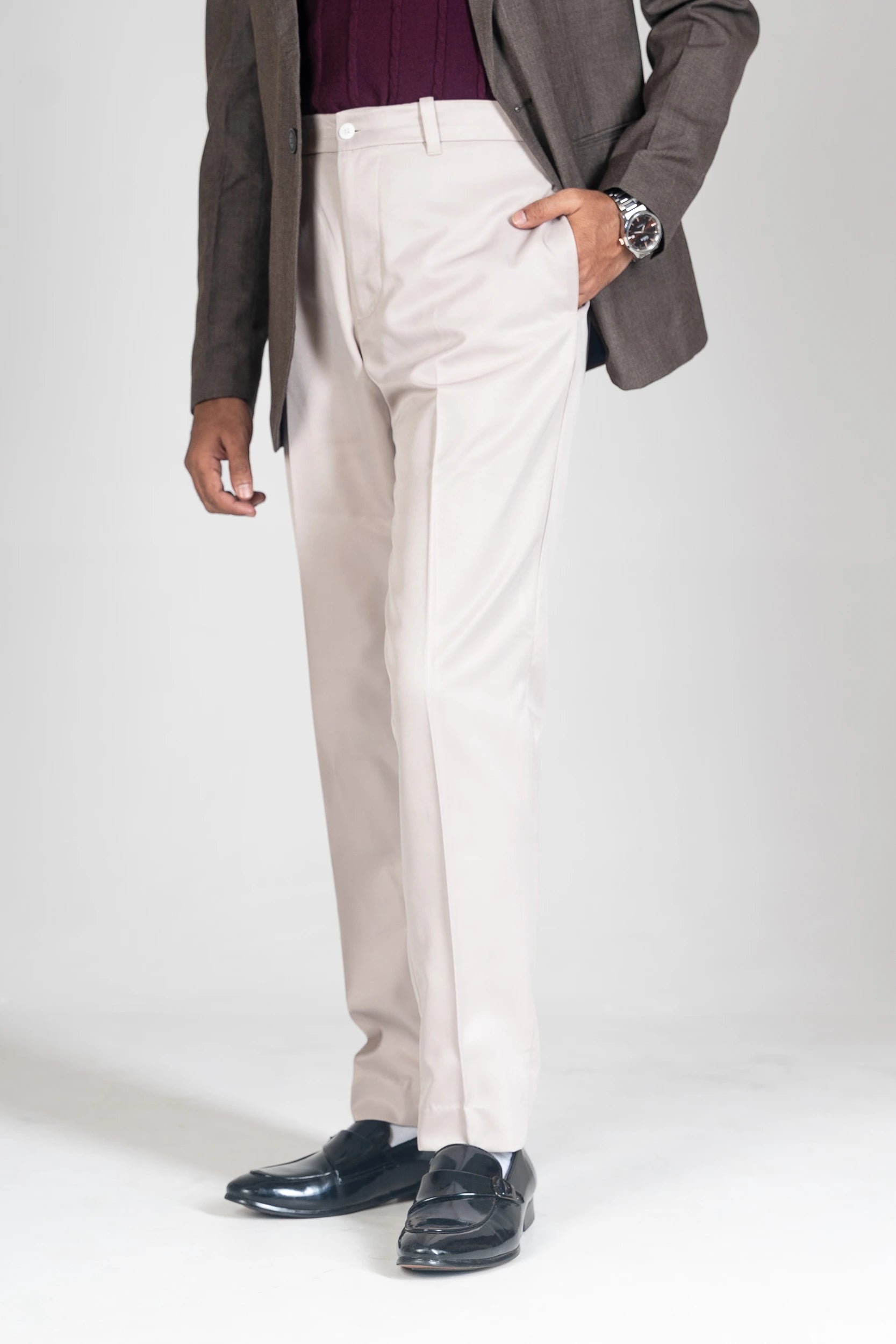 FORMAL PANTS - BELT LOOP - STRAIGTH CUT NARROW - LIGTH SILVER - DEER & DOE