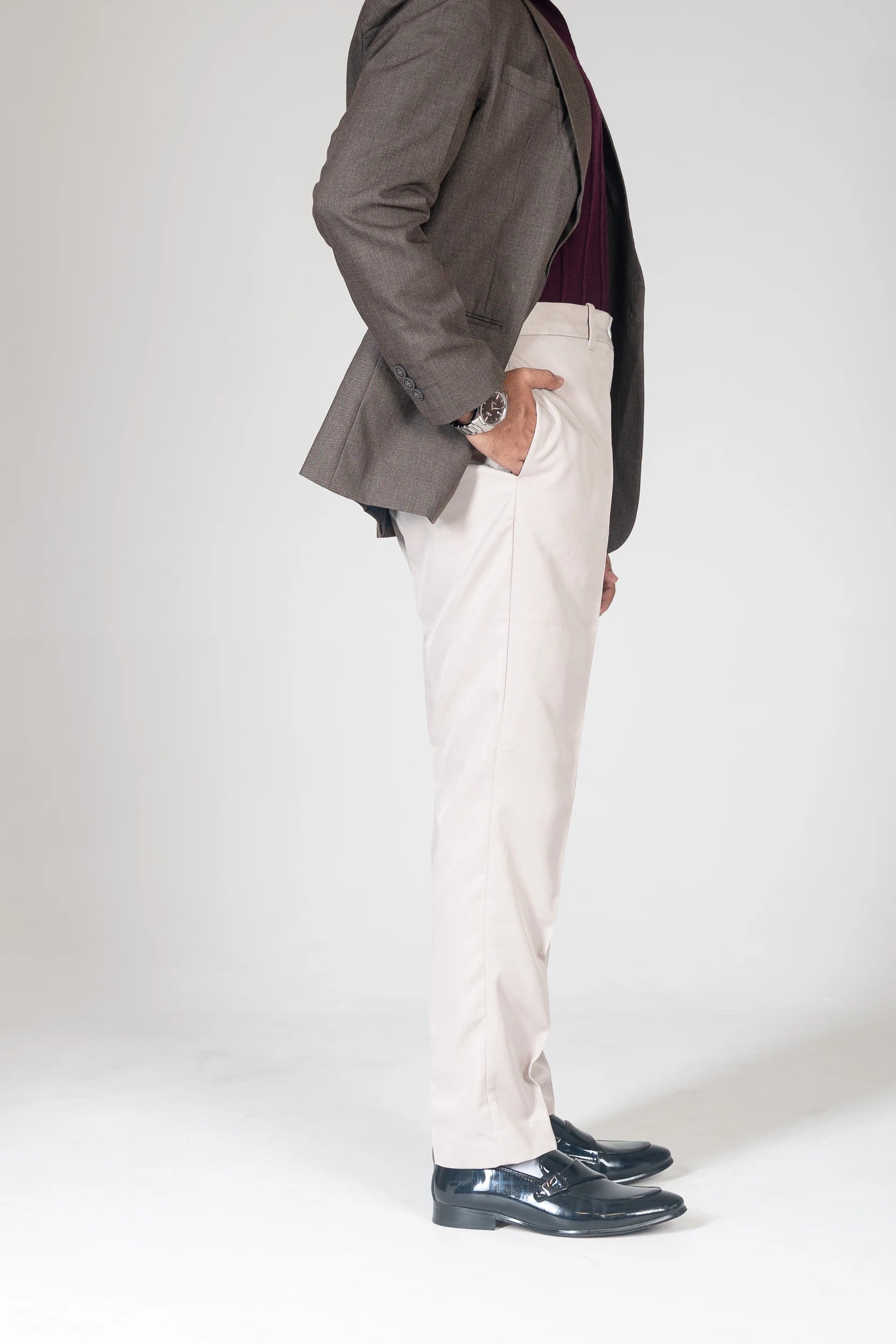 FORMAL PANTS - BELT LOOP - STRAIGTH CUT NARROW - LIGTH SILVER - DEER & DOE