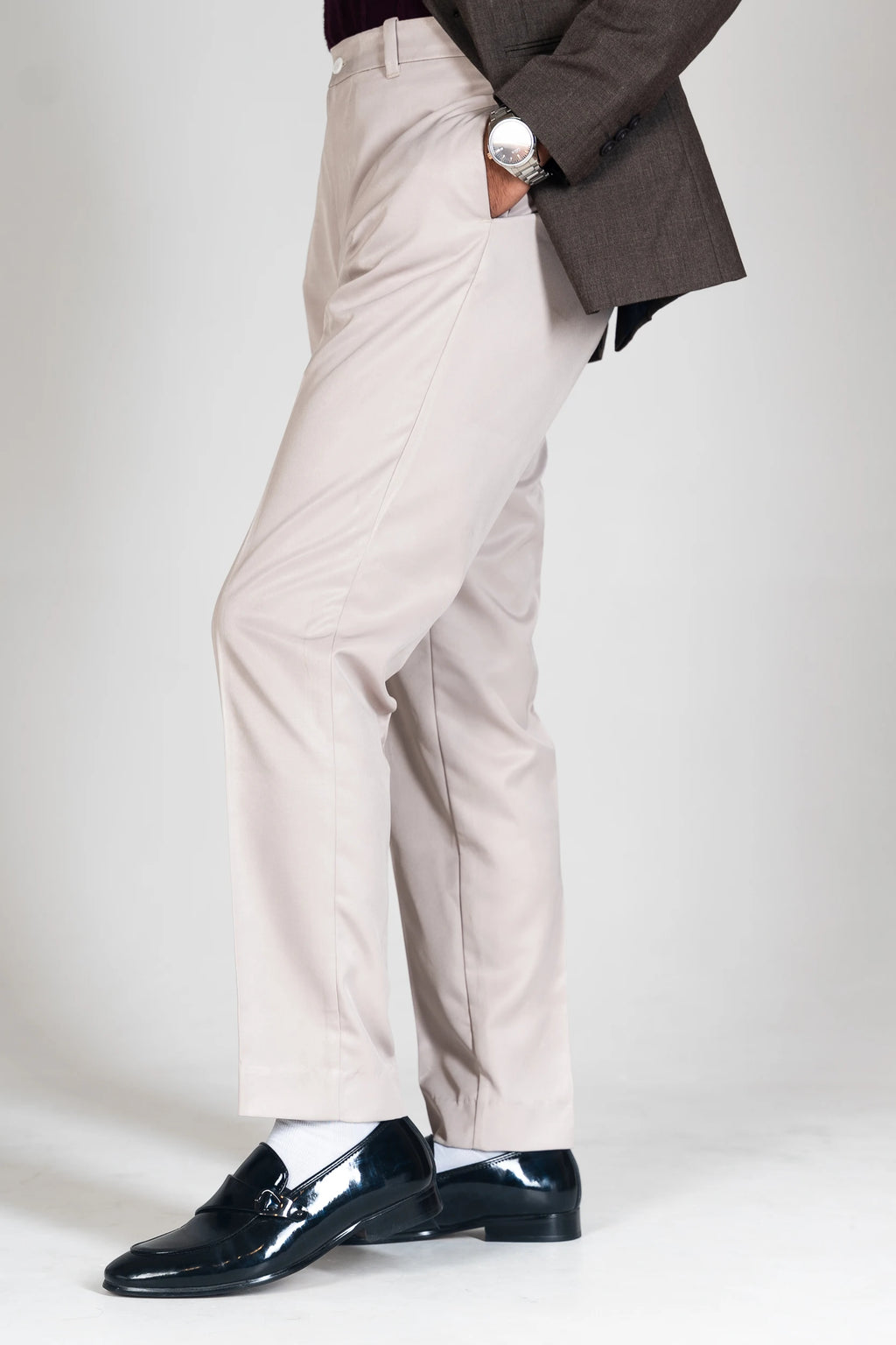 FORMAL PANTS - BELT LOOP - STRAIGTH CUT NARROW - LIGTH SILVER - DEER & DOE