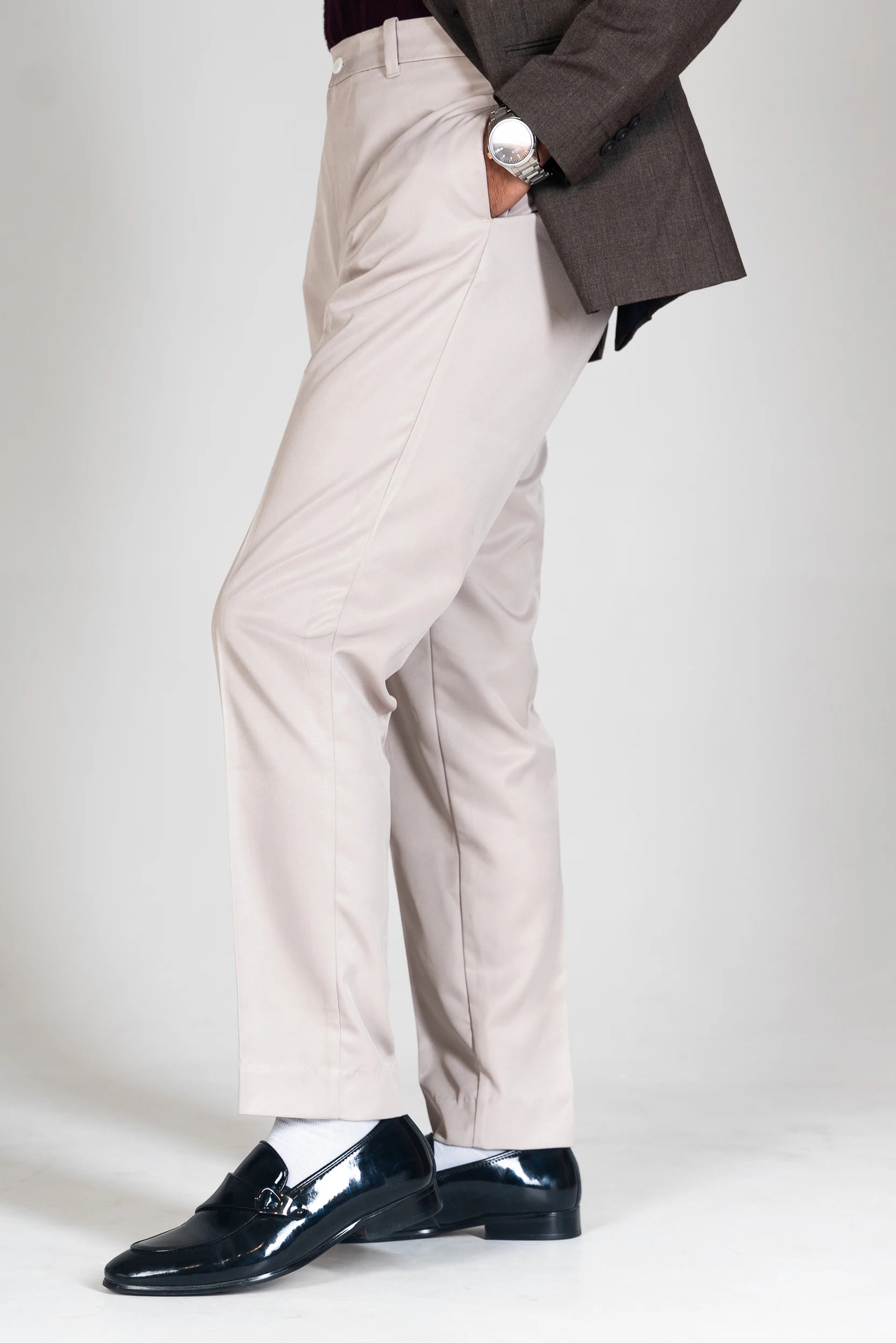 FORMAL PANTS - BELT LOOP - STRAIGTH CUT NARROW - LIGTH SILVER - DEER & DOE