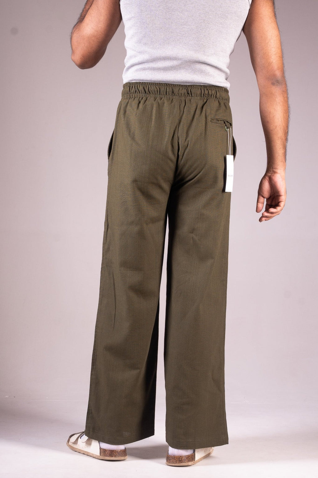 PREMIUM REMI COTTON BAGGY TROUSERS - UNISEX (OLIVE) - DEER & DOE