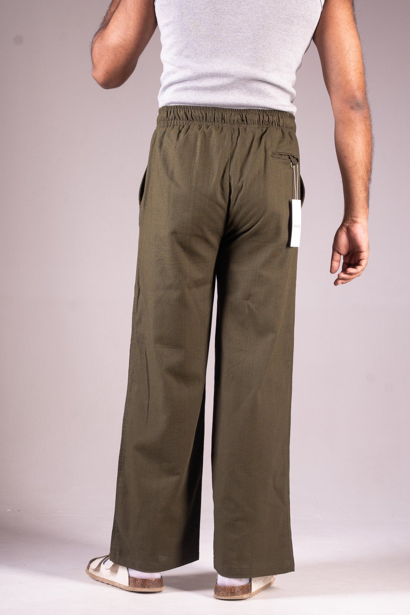 PREMIUM REMI COTTON BAGGY TROUSERS - UNISEX (OLIVE) - DEER & DOE