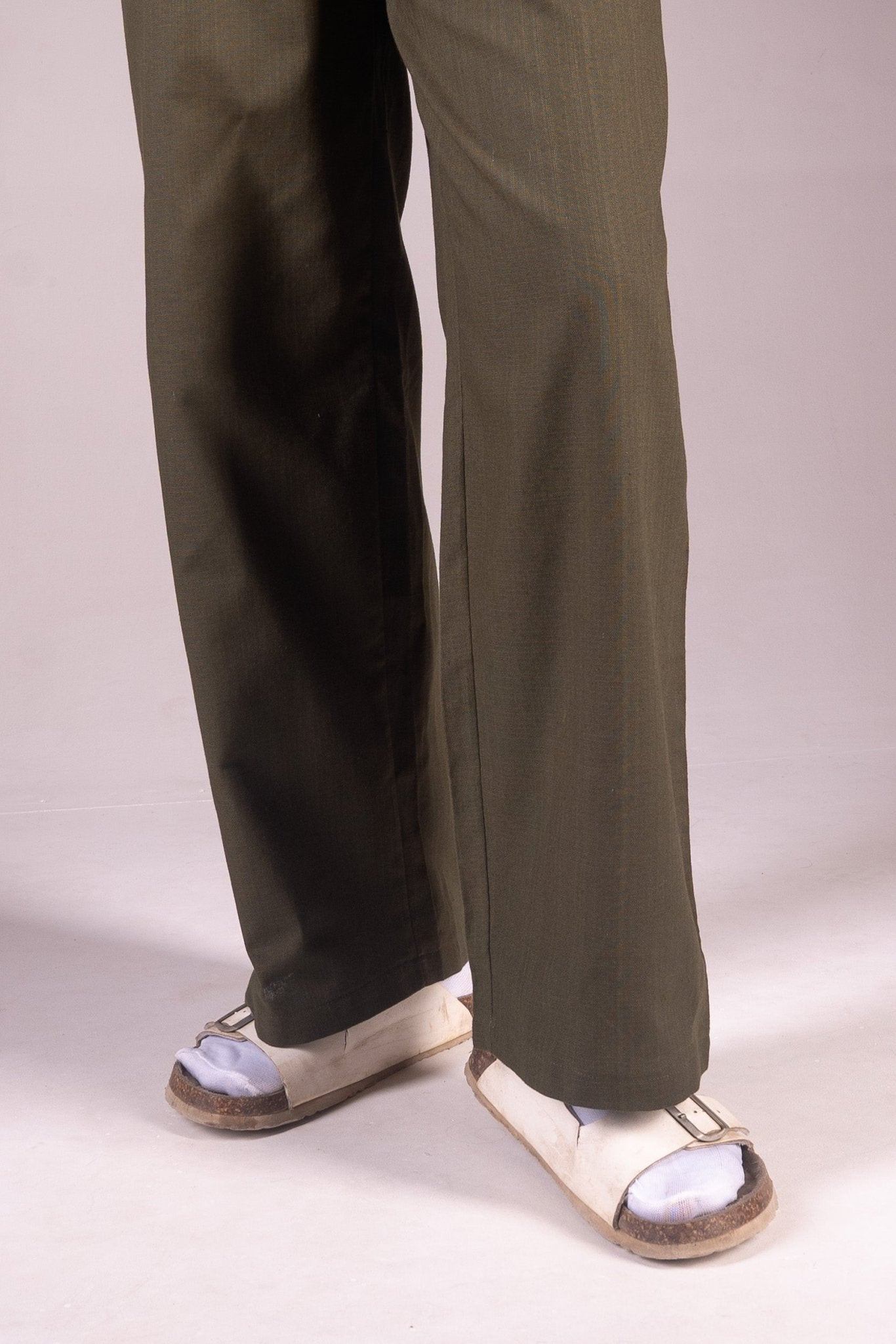PREMIUM REMI COTTON BAGGY TROUSERS- UNISEX (OLIVE) - DEER & DOE