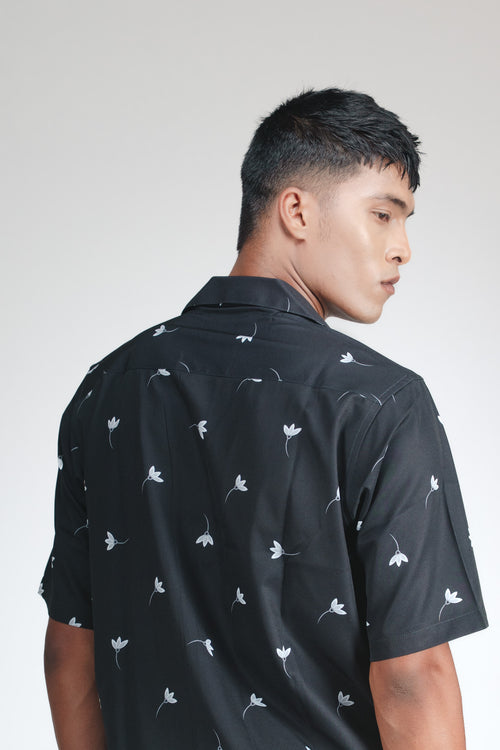 CASA HAVANA– FLORAL BLACK SHIRT
