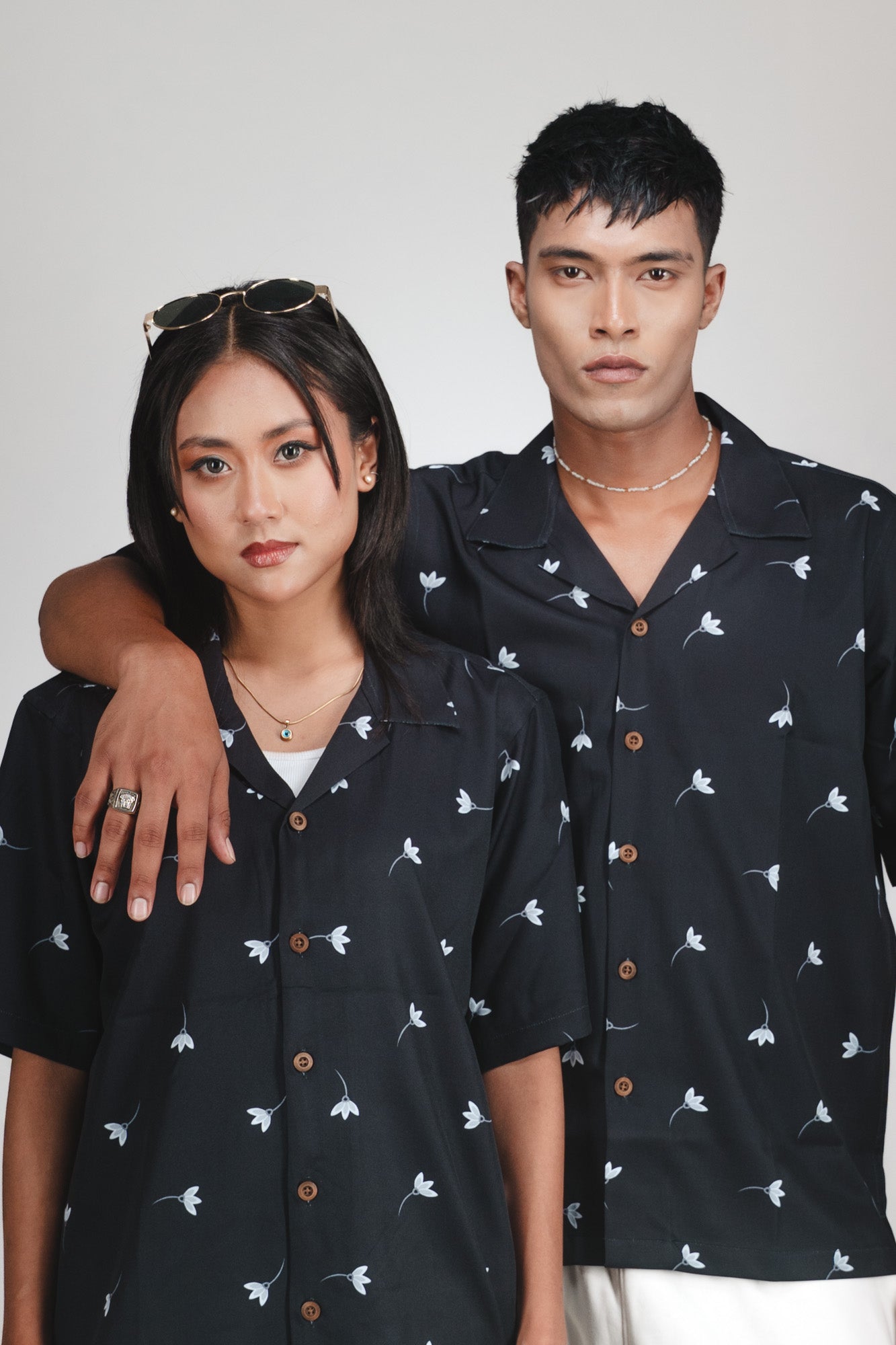 CASA HAVANA– FLORAL BLACK SHIRT
