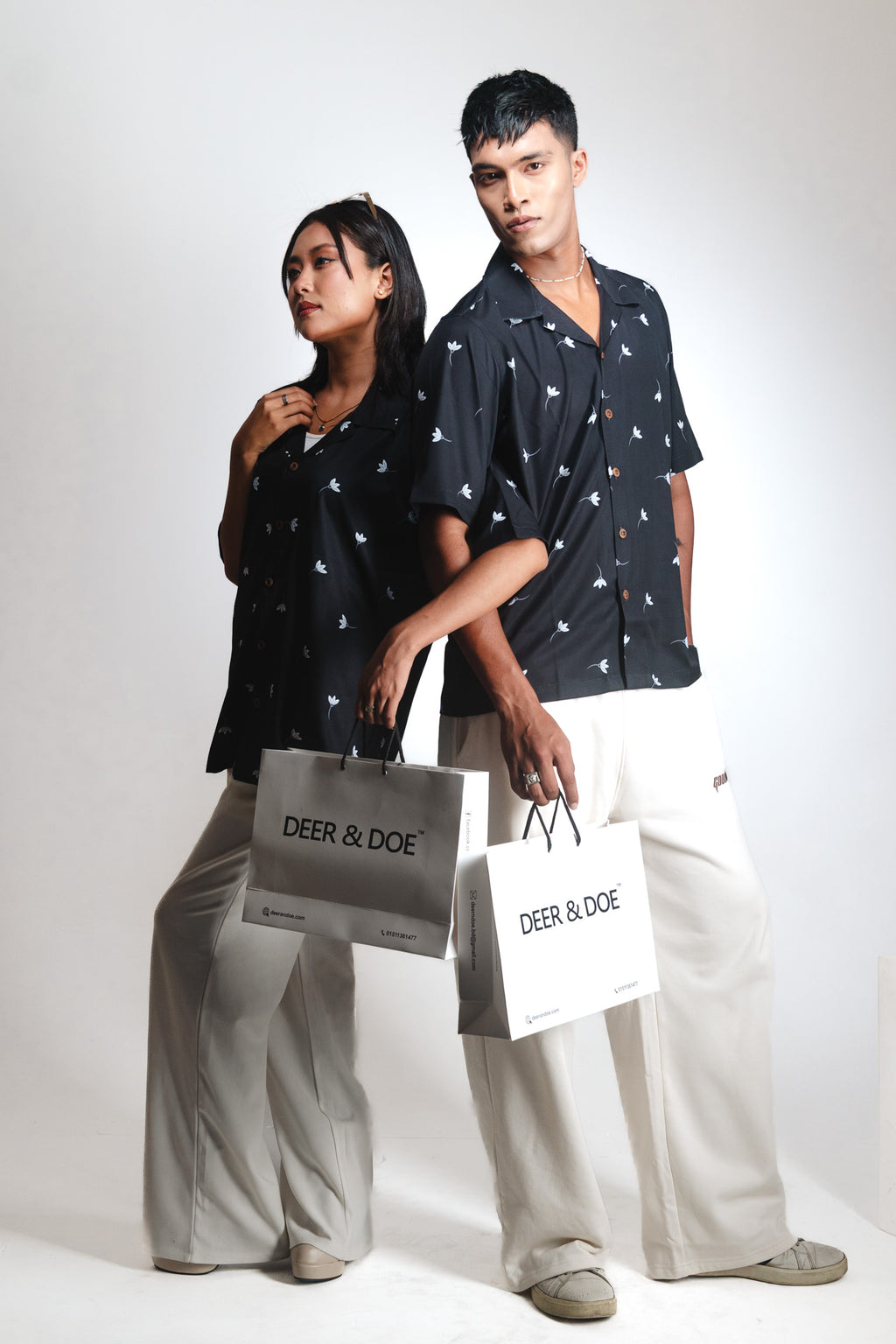 CASA HAVANA– FLORAL BLACK SHIRT
