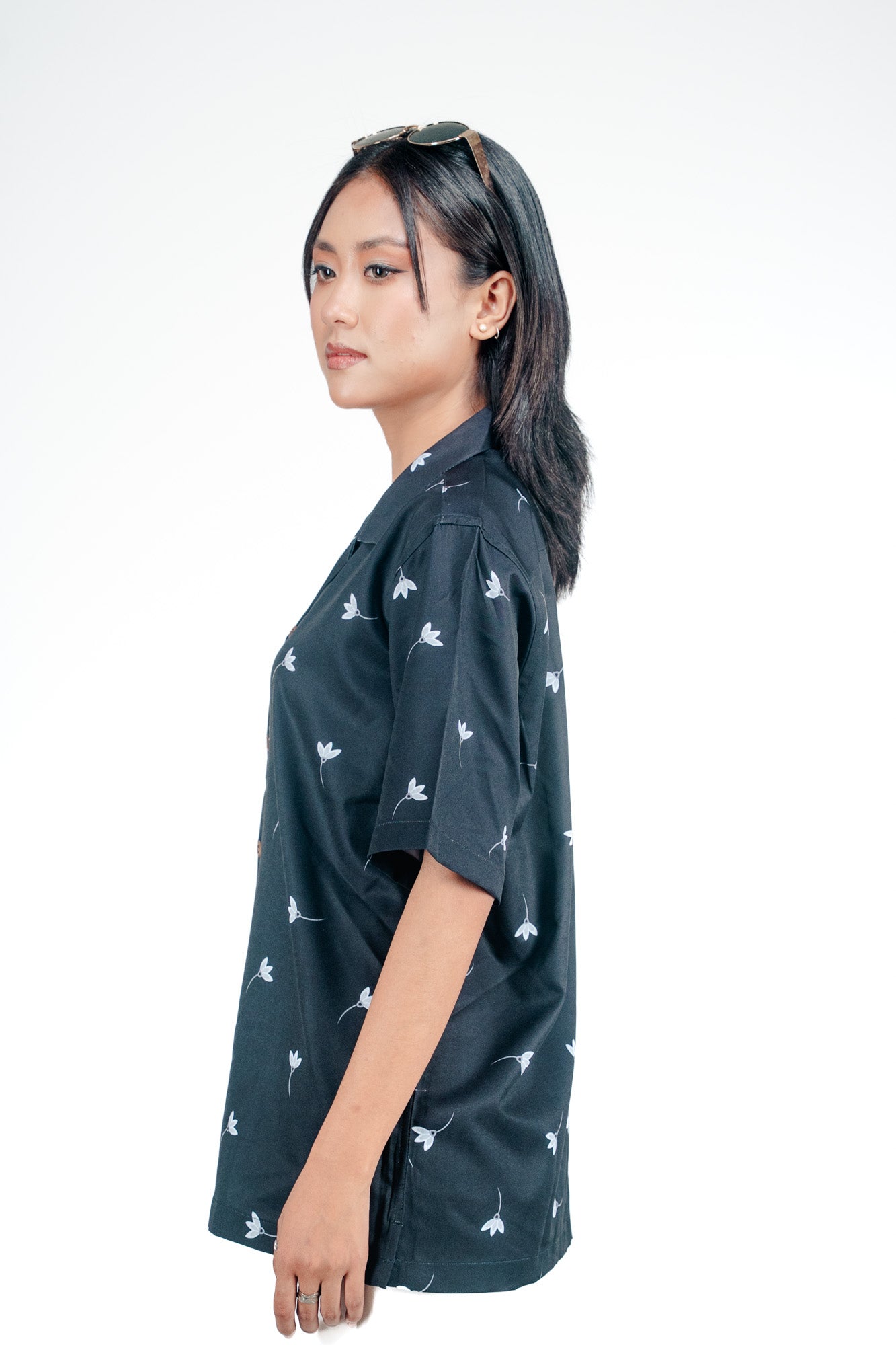 CASA HAVANA– FLORAL BLACK SHIRT
