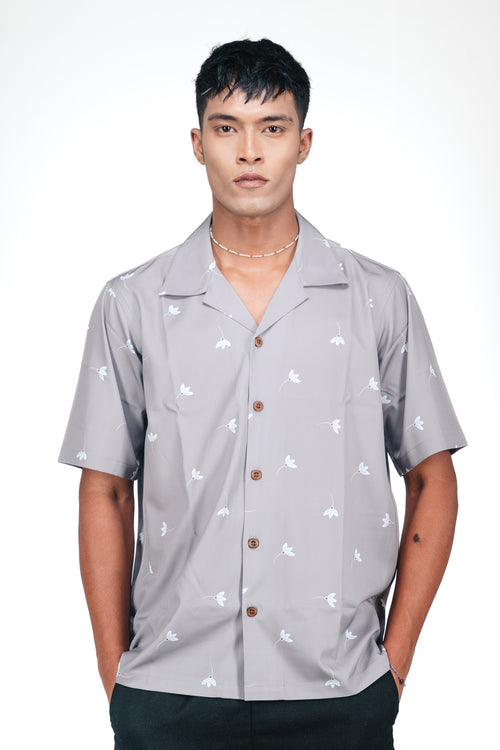 CASA HAVANA– FLORAL SILVER SHIRT