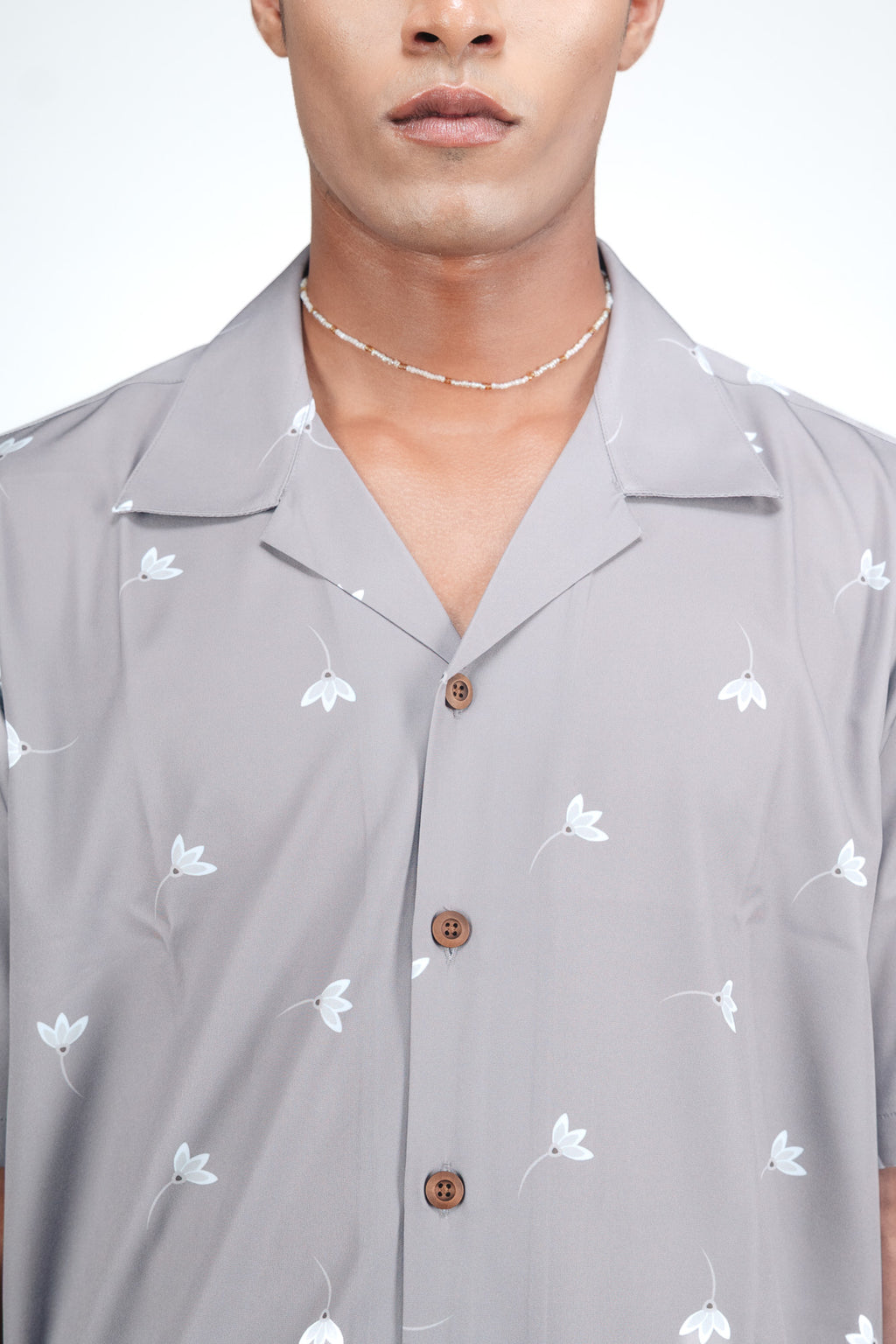 CASA HAVANA– FLORAL SILVER SHIRT