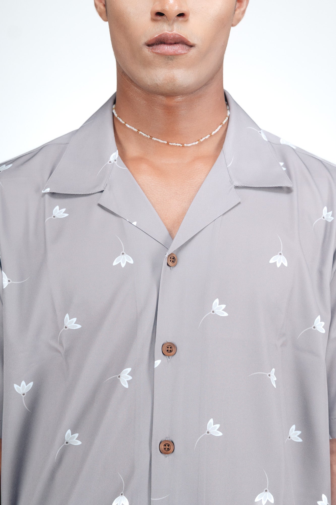 CASA HAVANA– FLORAL SILVER SHIRT