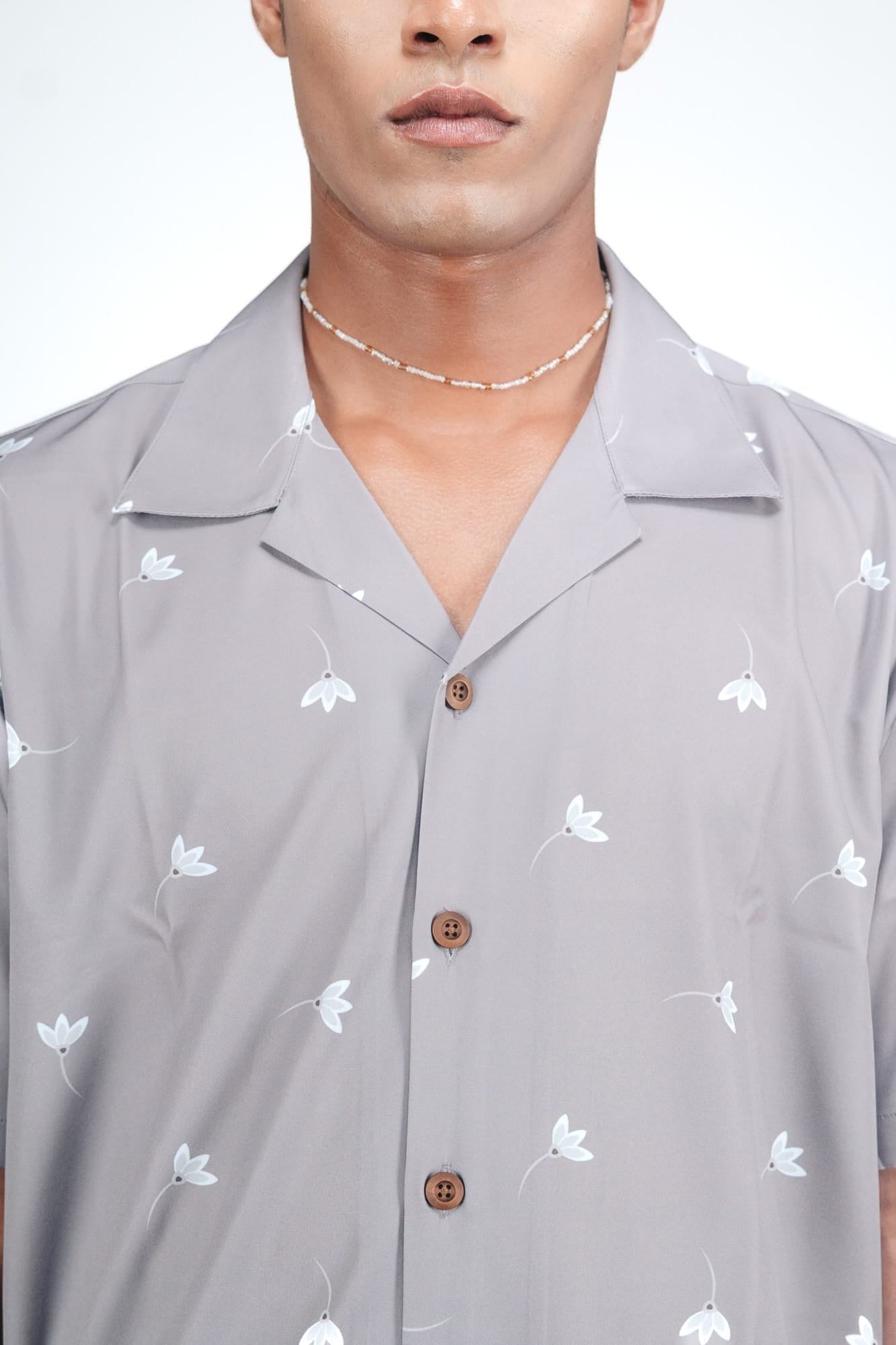 CASA HAVANA– FLORAL SILVER SHIRT - DEER & DOE