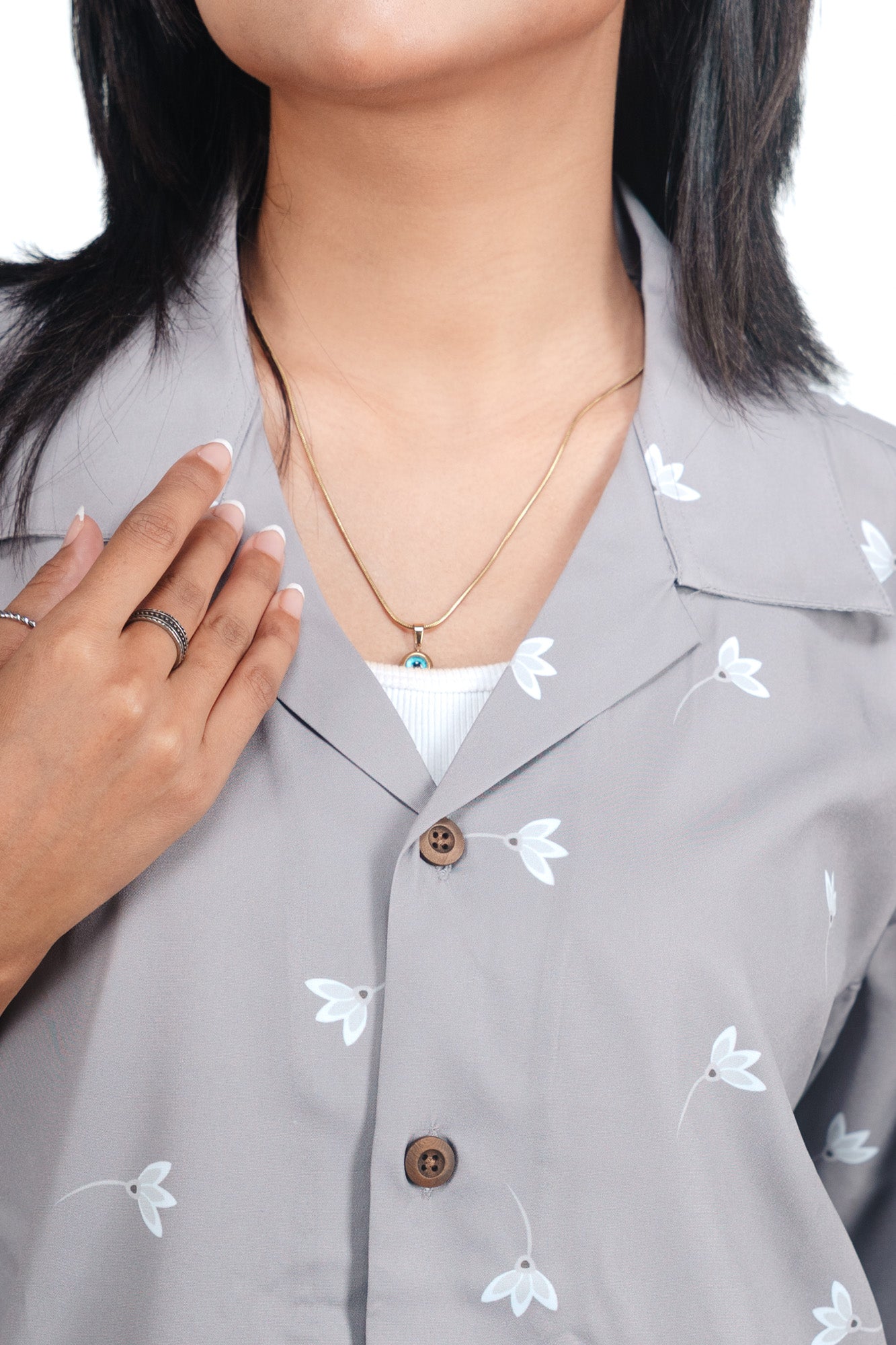 CASA HAVANA– FLORAL SILVER SHIRT