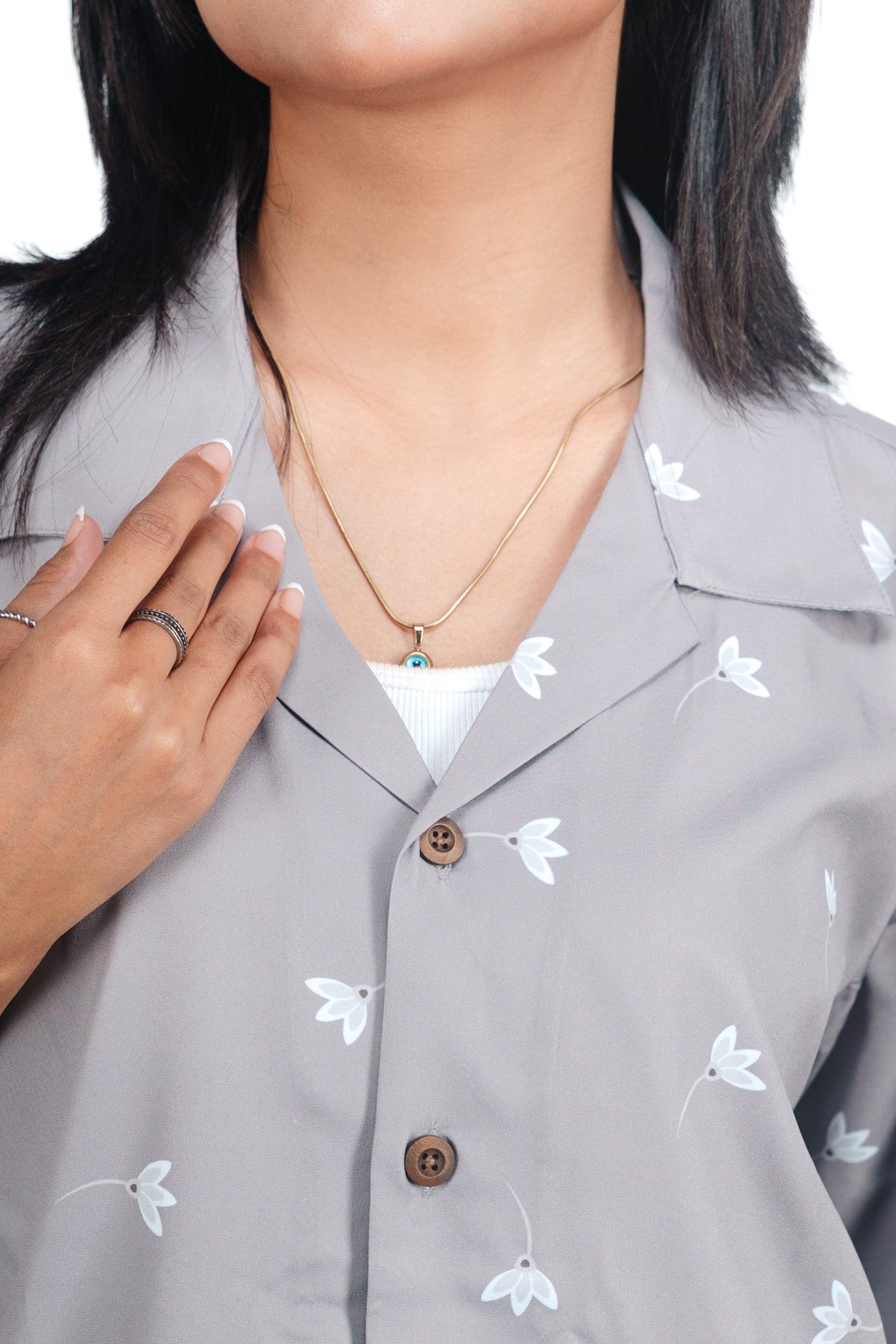 CASA HAVANA– FLORAL SILVER SHIRT - DEER & DOE